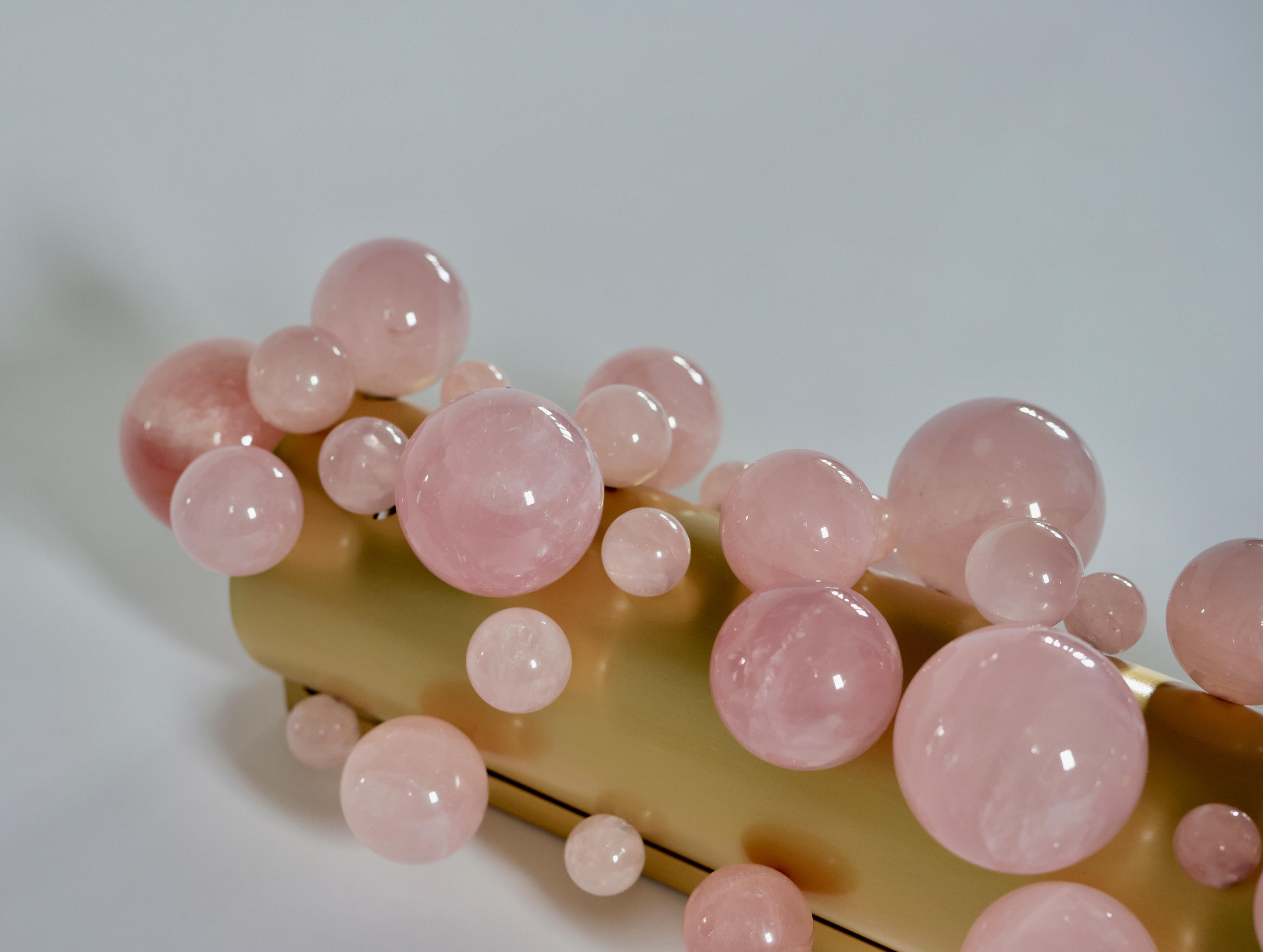 Rock Crystal Group of Four Pink Quartz Bubble Sconces by Phoenix For Sale