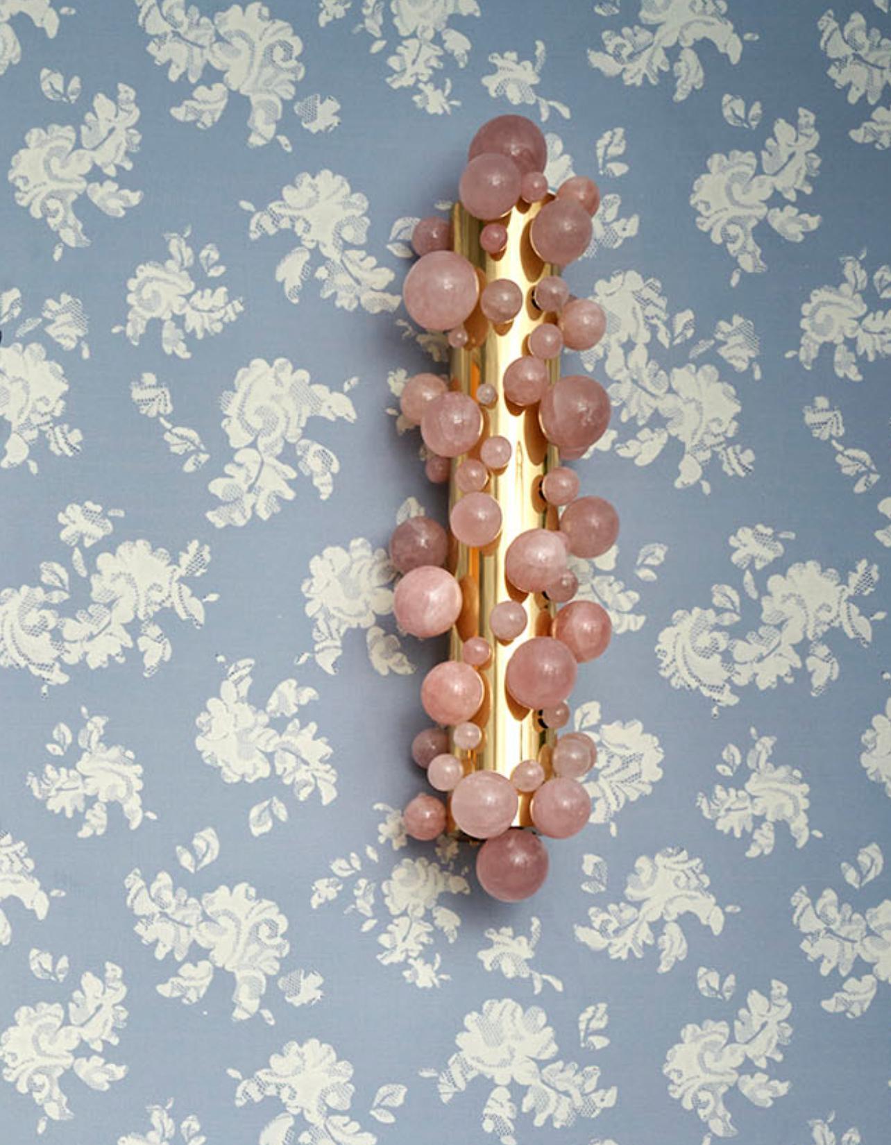 Group of Four Pink Quartz Bubble Sconces by Phoenix For Sale 2