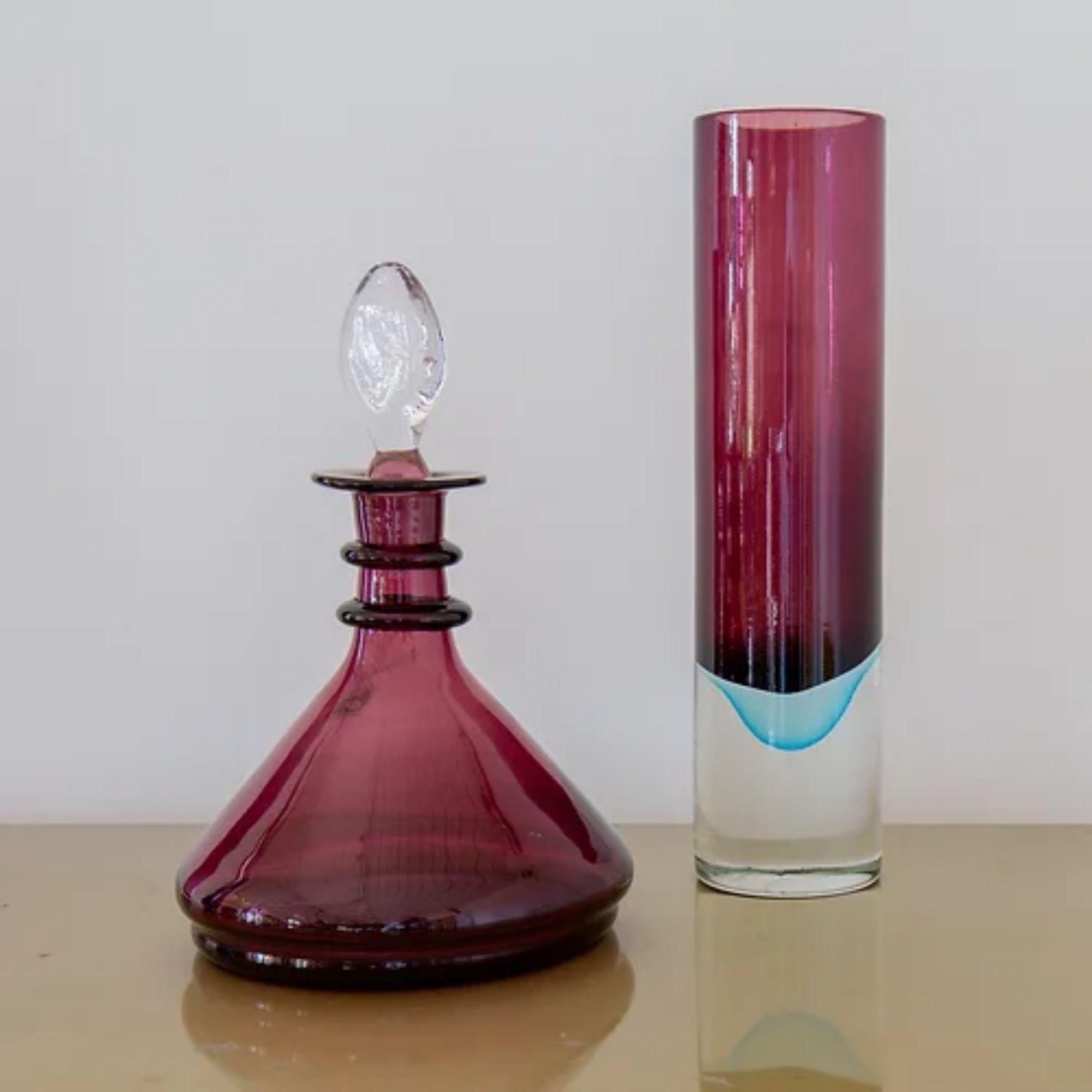 Group of Four Plum Purple Glass Vases In Good Condition In Donhead St Mary, Wiltshire