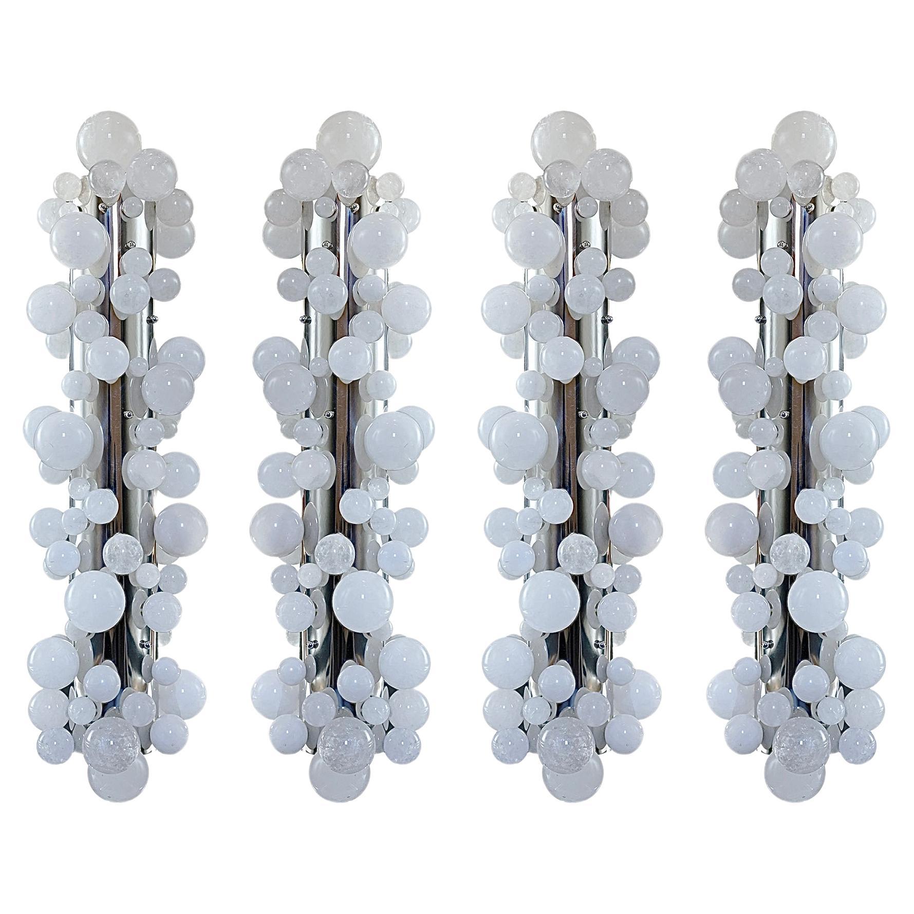Group of Four Rock Crystal Sconces by Phoenix For Sale
