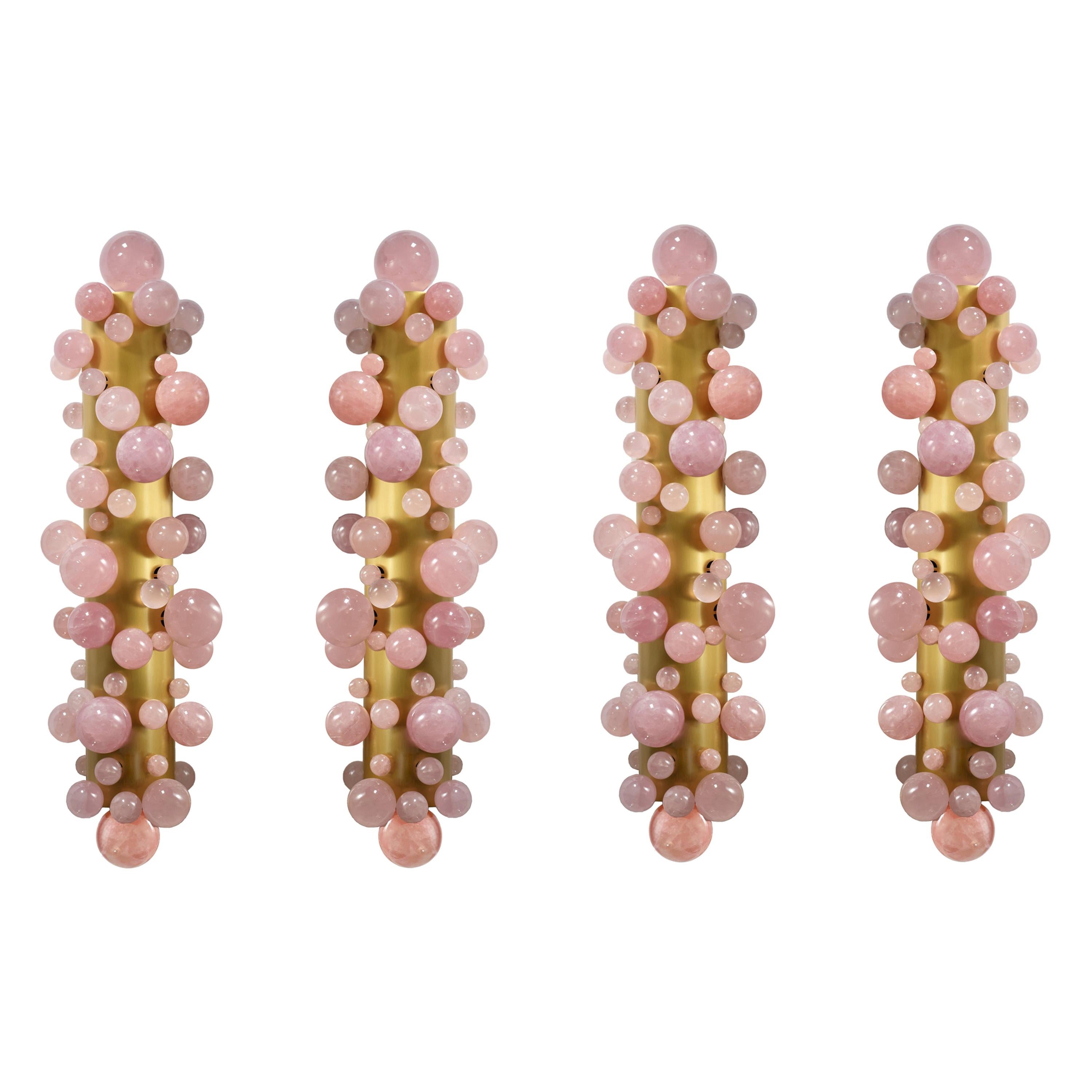 Group of Four Pink Quartz Bubble Sconces by Phoenix For Sale