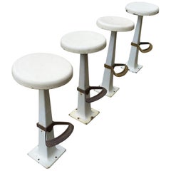 Antique Group of Four White Stools with Footrest, circa 1930