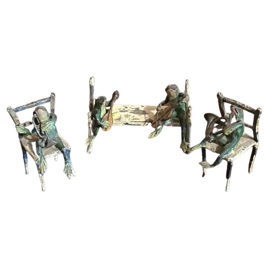 Group of Frog Musicians, Cold Painted Bronze, Austrian, Late 19th Century For Sale