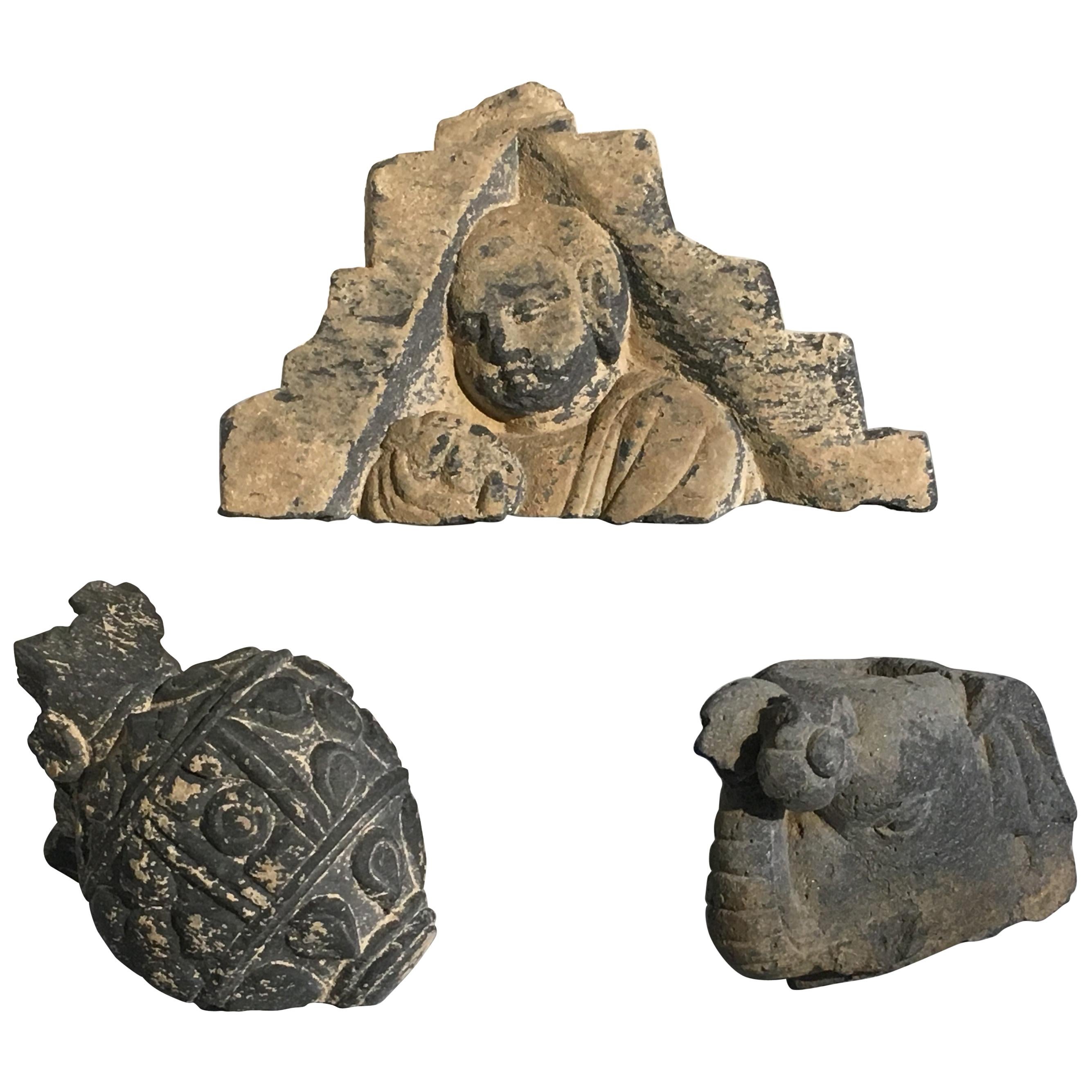 Group of Gandharan Carved Schist Sculptural Fragments, 3rd-5th Century