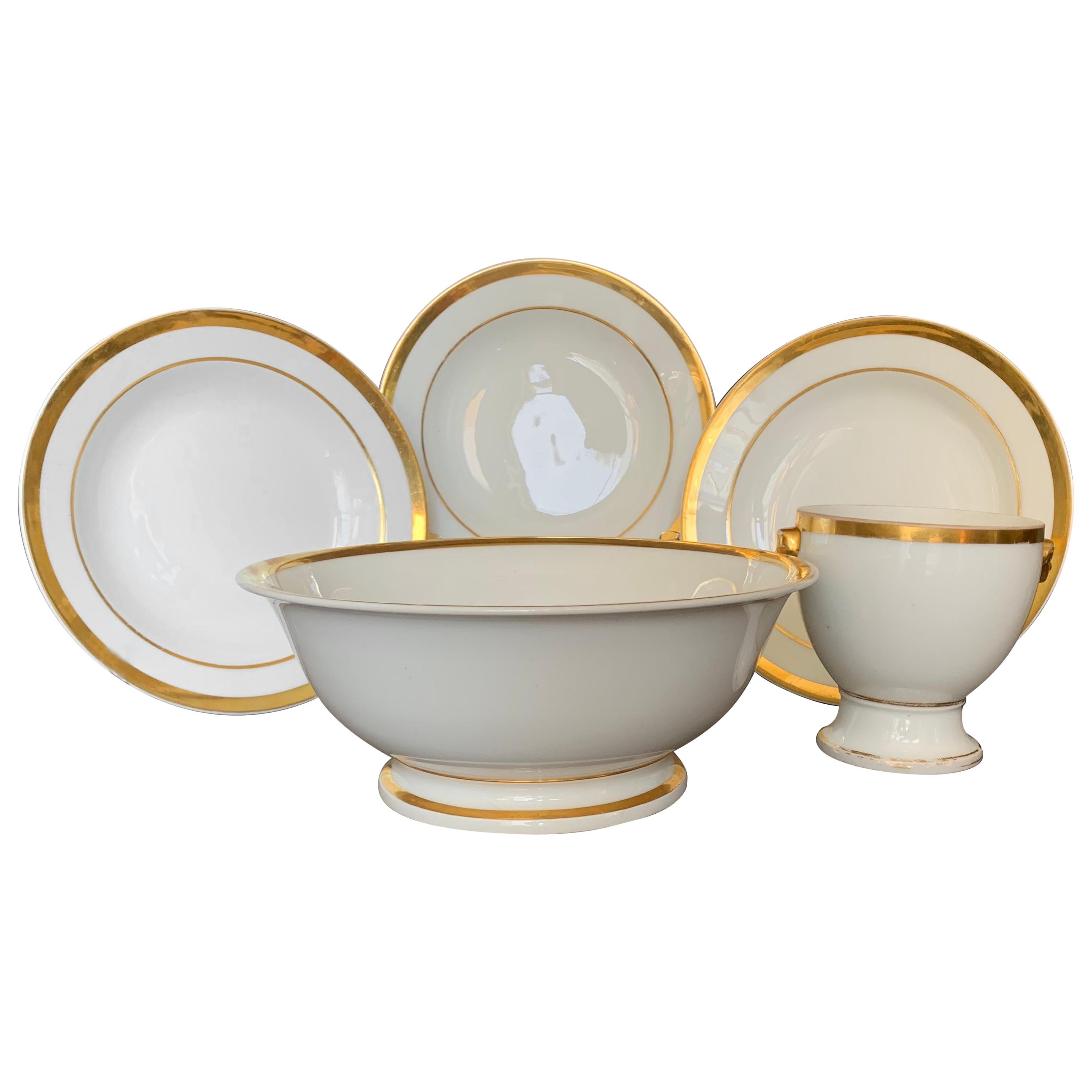 Group of Gilt White Paris Porcelain For Sale