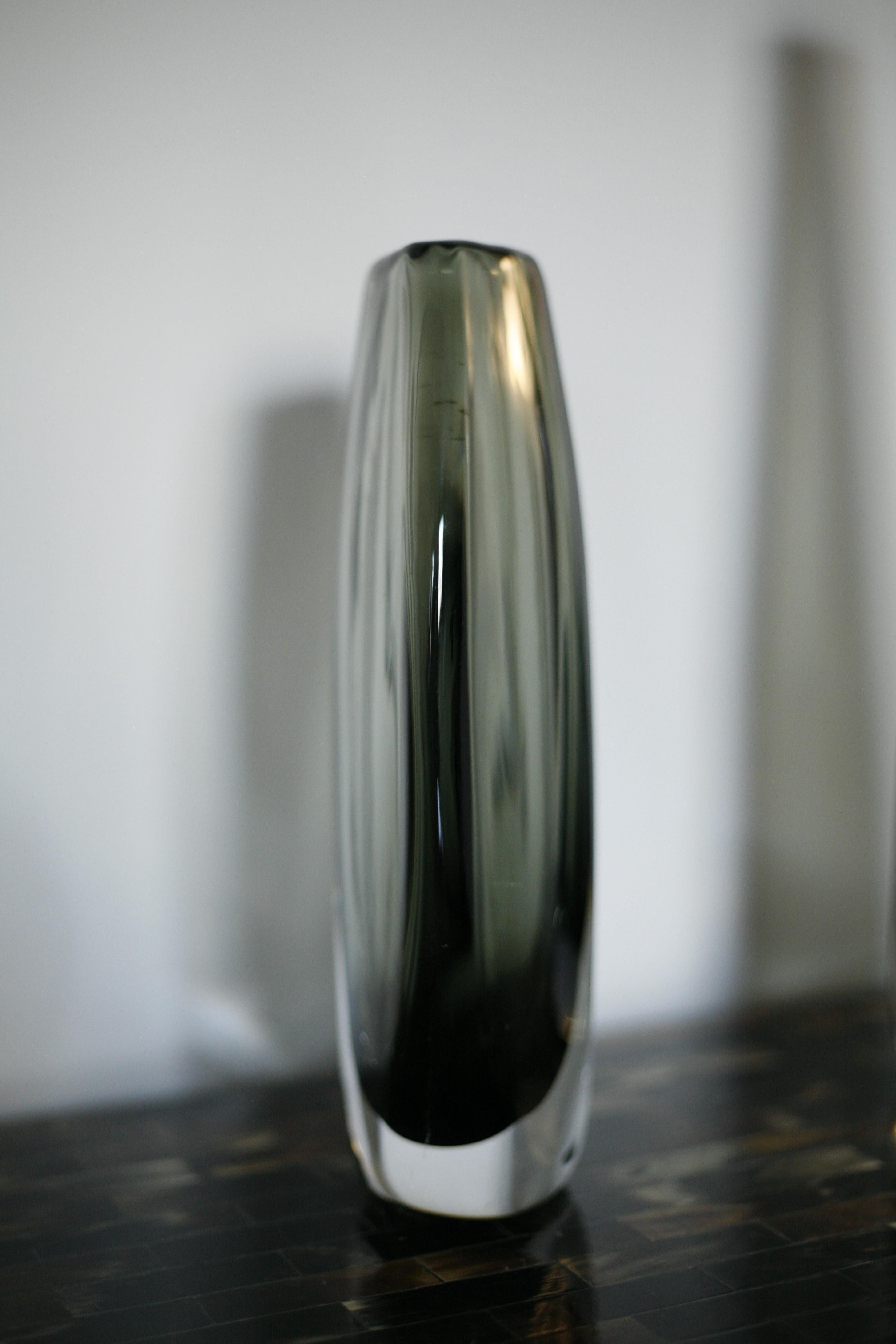 20th Century Group of Green Nils Landberg for Orrefors Crystal Glass Vases, Sweden, 1950s For Sale