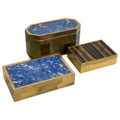 Group of Italian Boxes Lapis Lazuli and Tiger's Eye