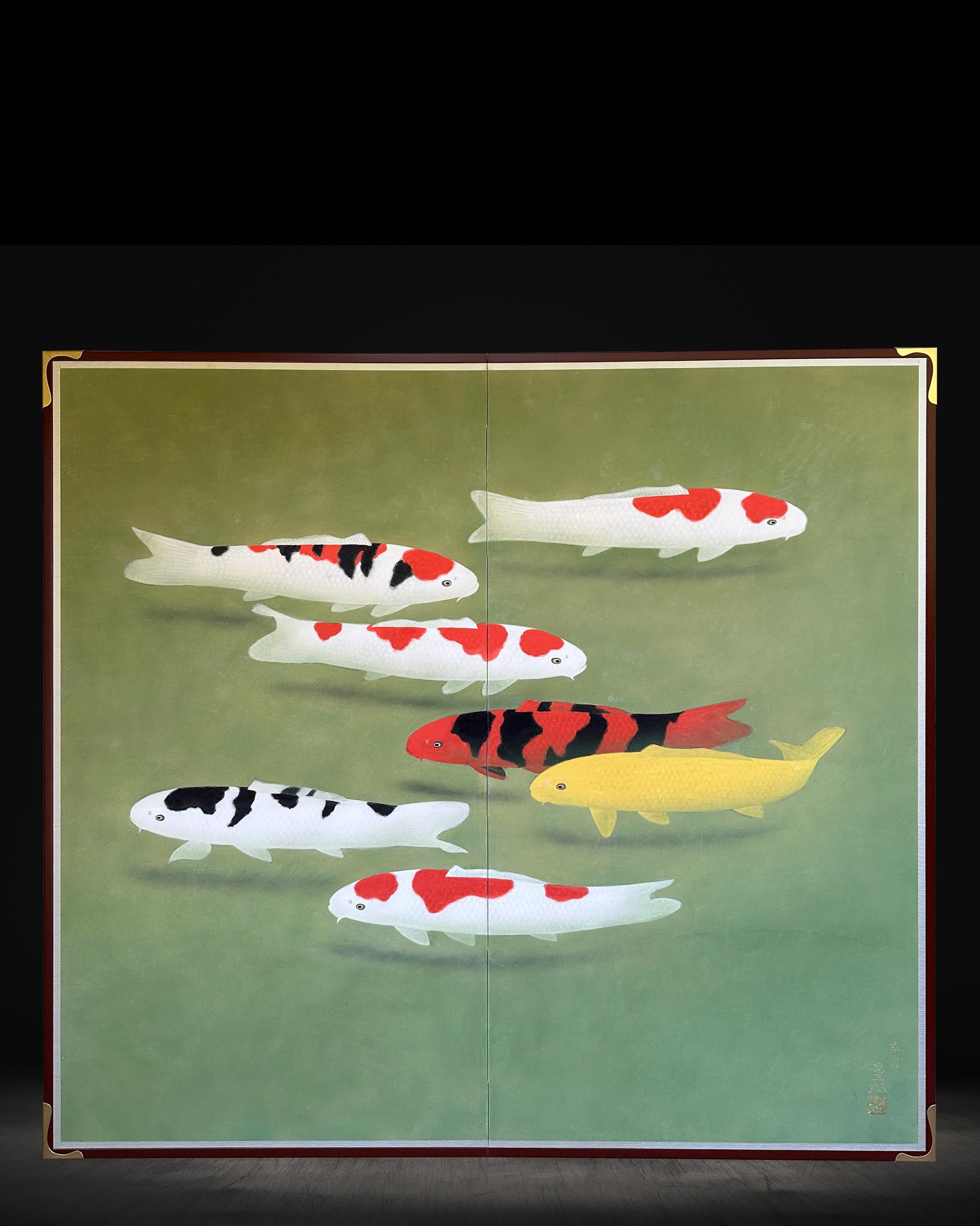 Gruppo di Koi (carpe) ) dell'artista nittenese Tozaburo Ohno (大野藤三郎) in vendita 3