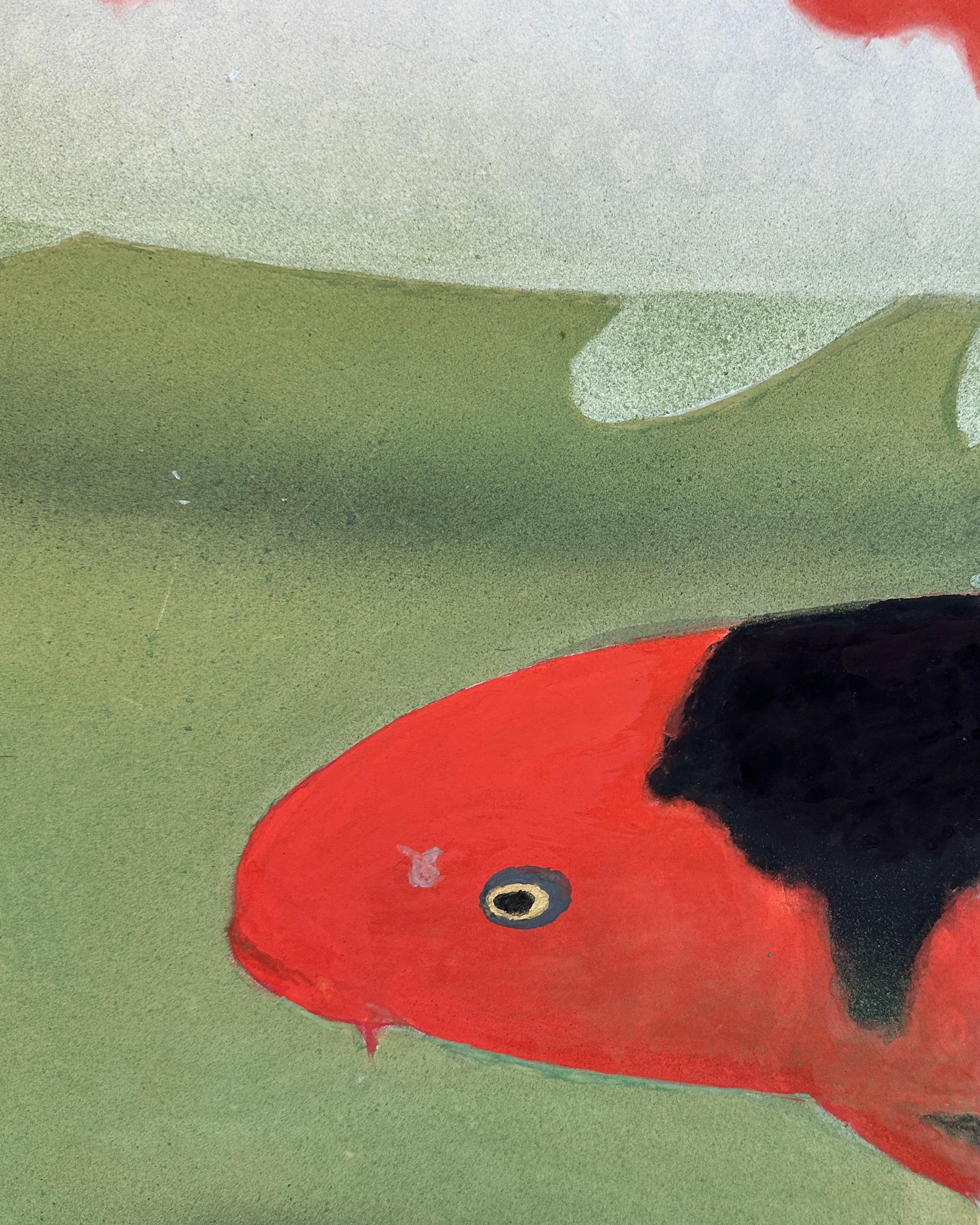 Legno Gruppo di Koi (carpe) ) dell'artista nittenese Tozaburo Ohno (大野藤三郎) in vendita