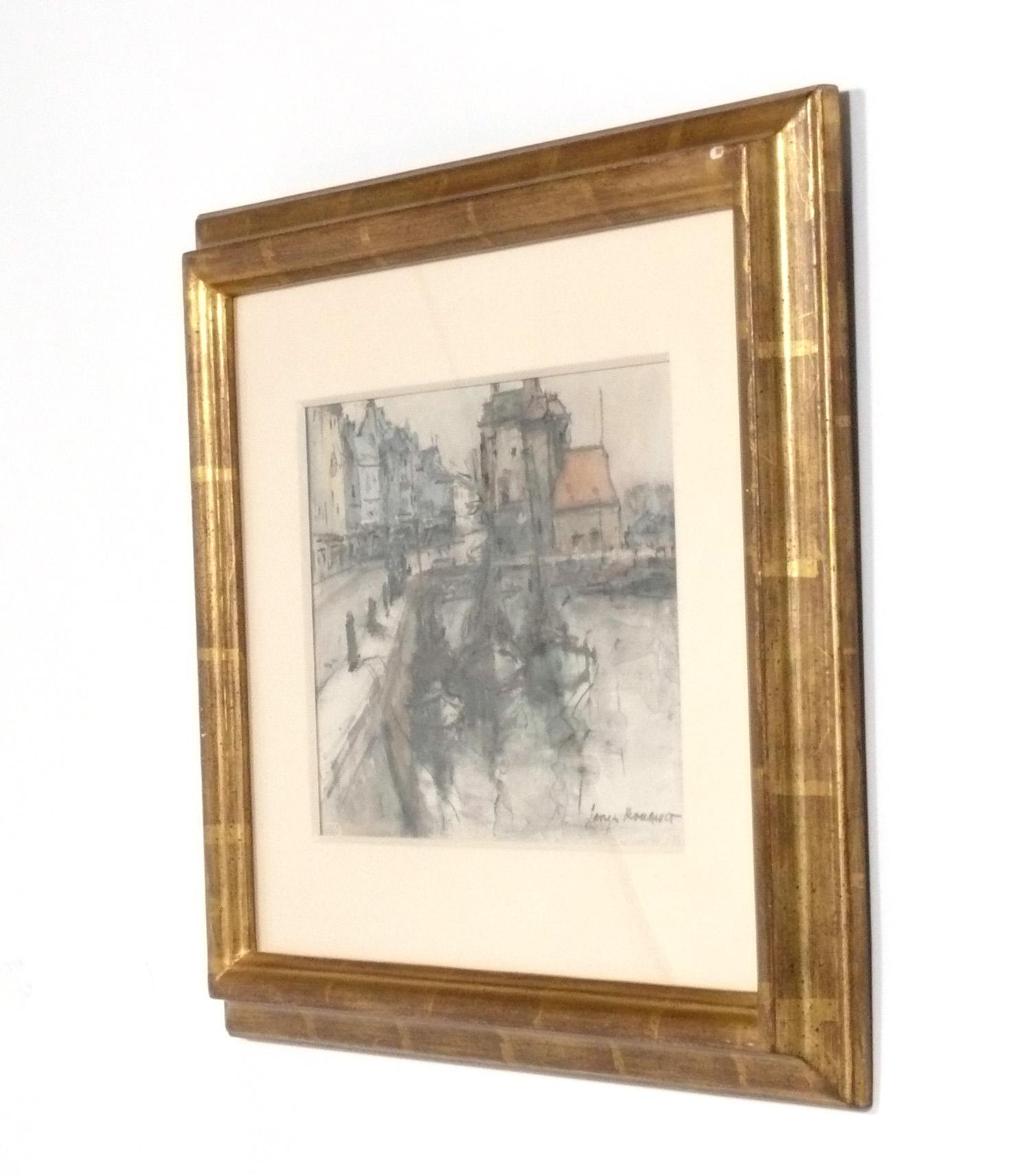 Neoclassical Group of Landscapes by Georges Rouault in 22 Karat Gilt Lowy Frames For Sale