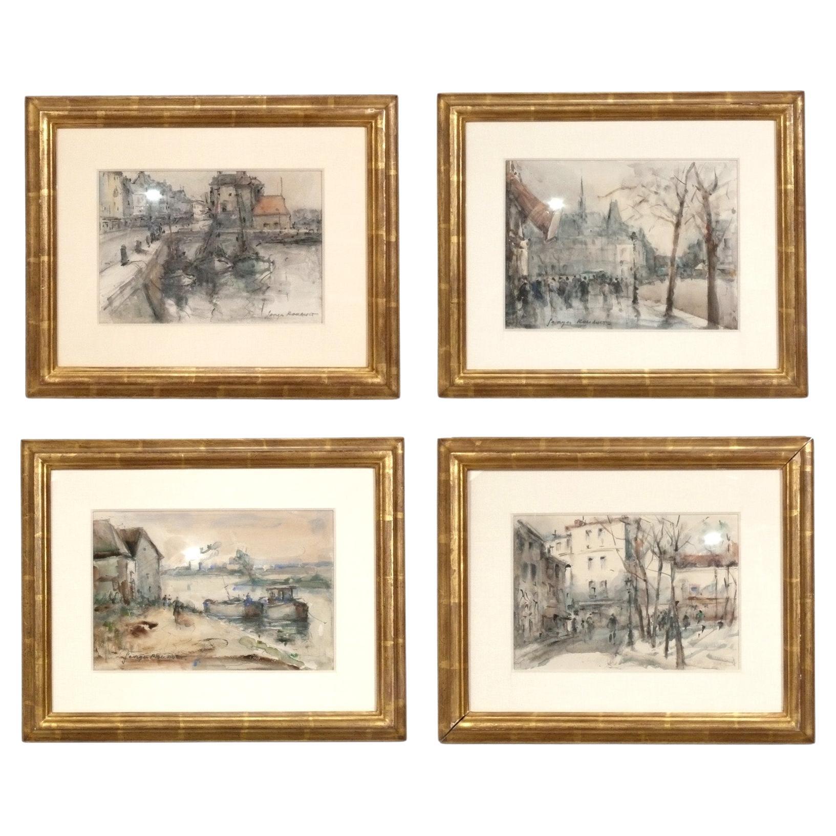 Group of Landscapes by Georges Rouault in 22 Karat Gilt Lowy Frames For Sale