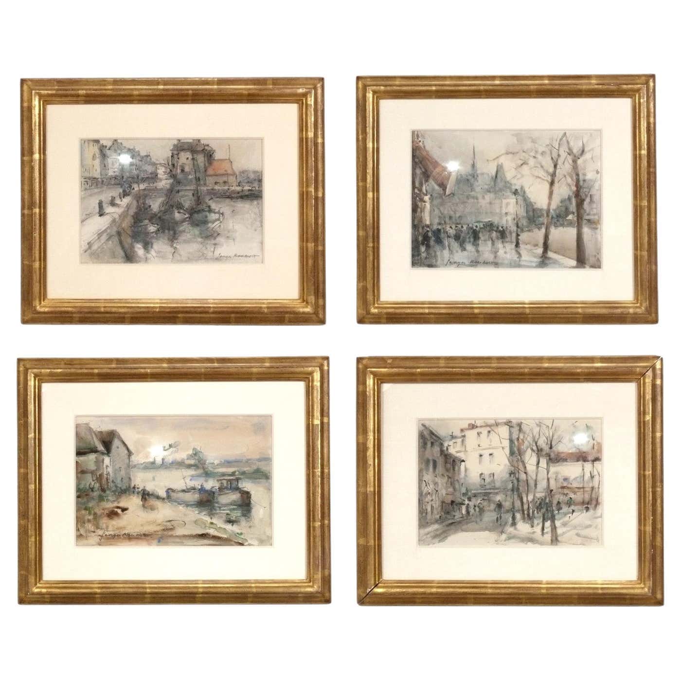 Group of Landscapes by Georges Rouault in 22 Karat Gilt Lowy Frames For ...