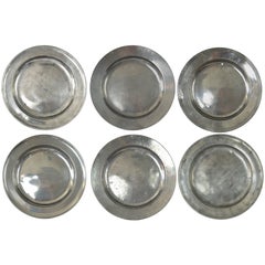 Group of Large Antique Polished Pewter Chargers, English, 18th Century