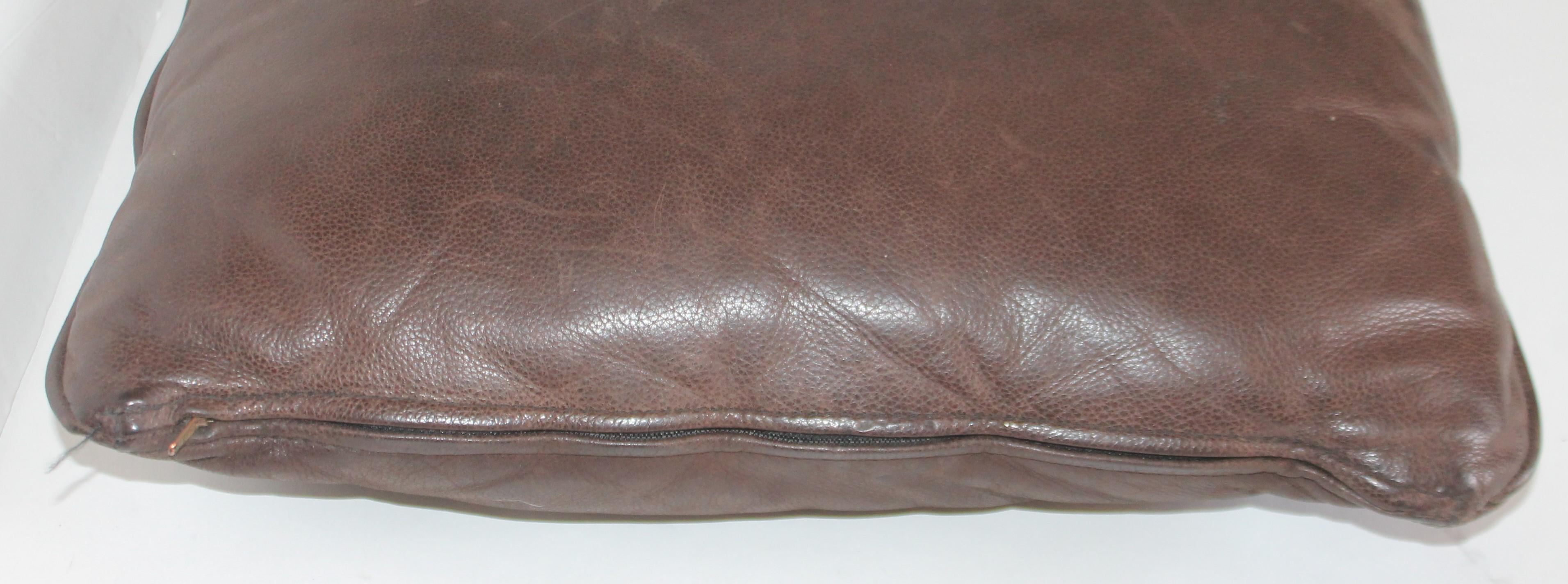 Mid-Century Modern Group of Leather Pillows, Double Sided, 3 For Sale
