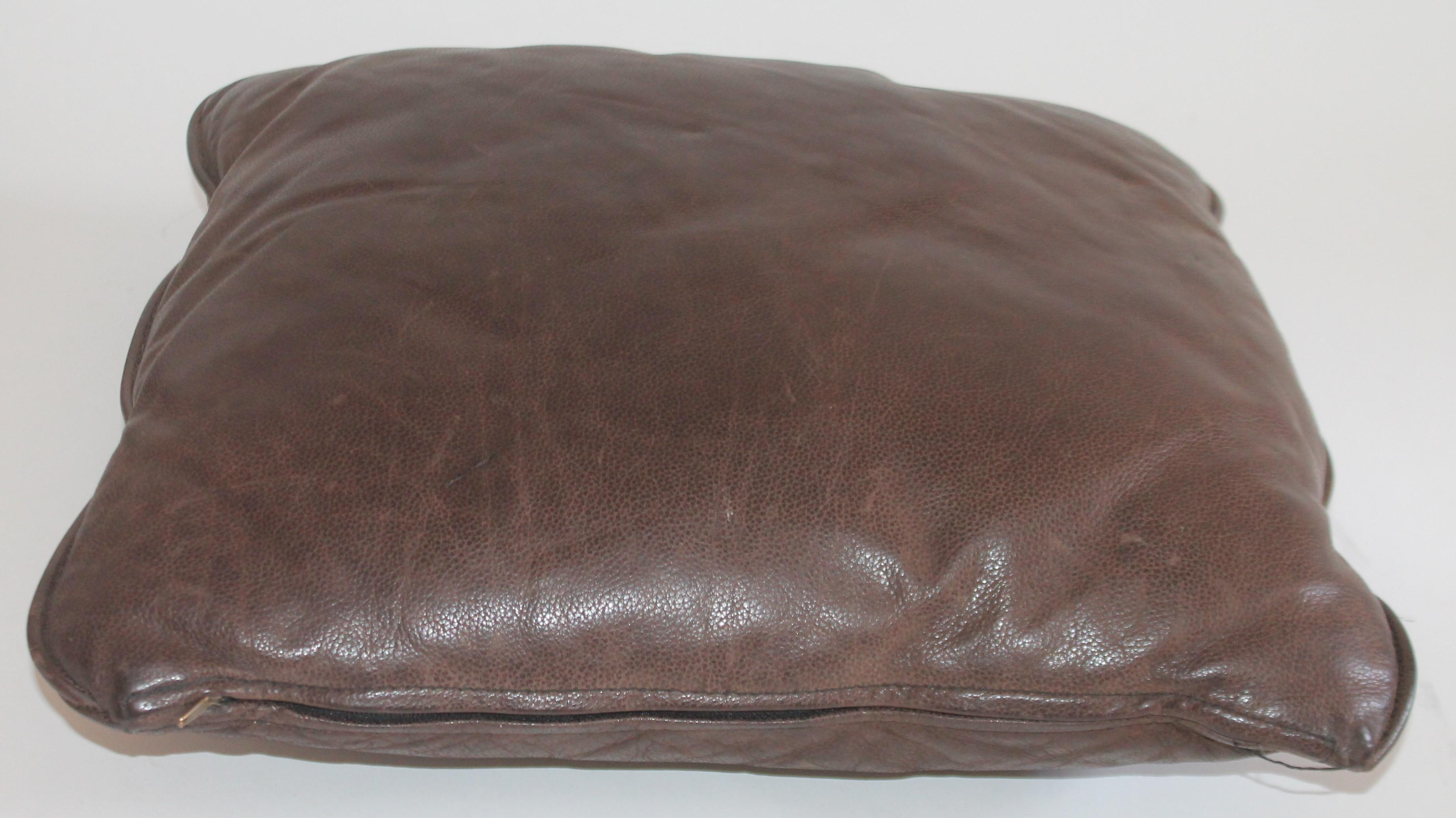American Group of Leather Pillows, Double Sided, 3 For Sale