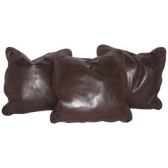 Vintage Group of Leather Pillows, Double Sided, 3