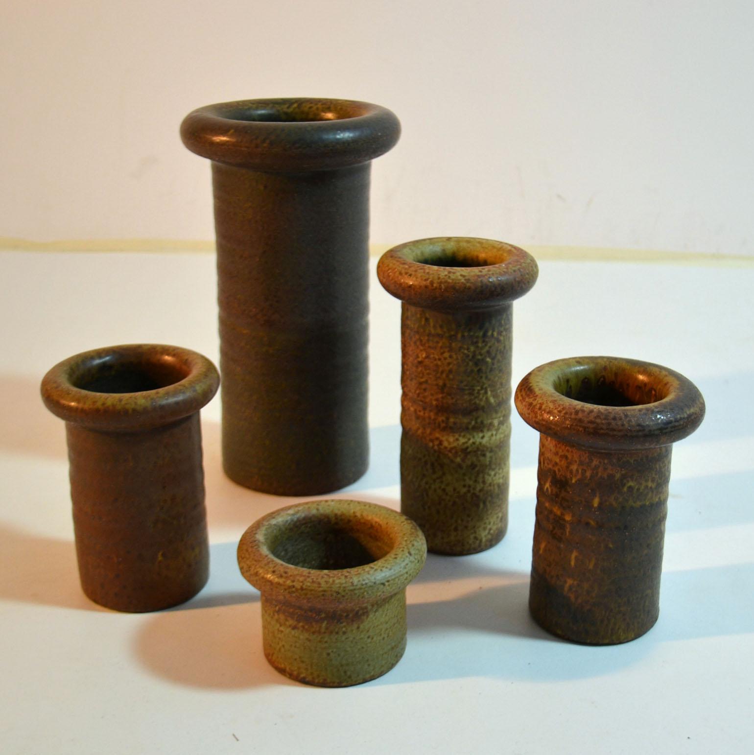 Dutch Group of Mid Century Ceramic Studio Vases in Earth Tones