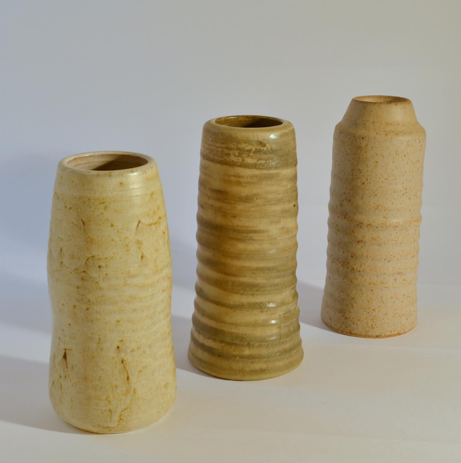 Mid-Century Modern Group of Mid Century Ceramic Studio Vases Off-White Tones For Sale