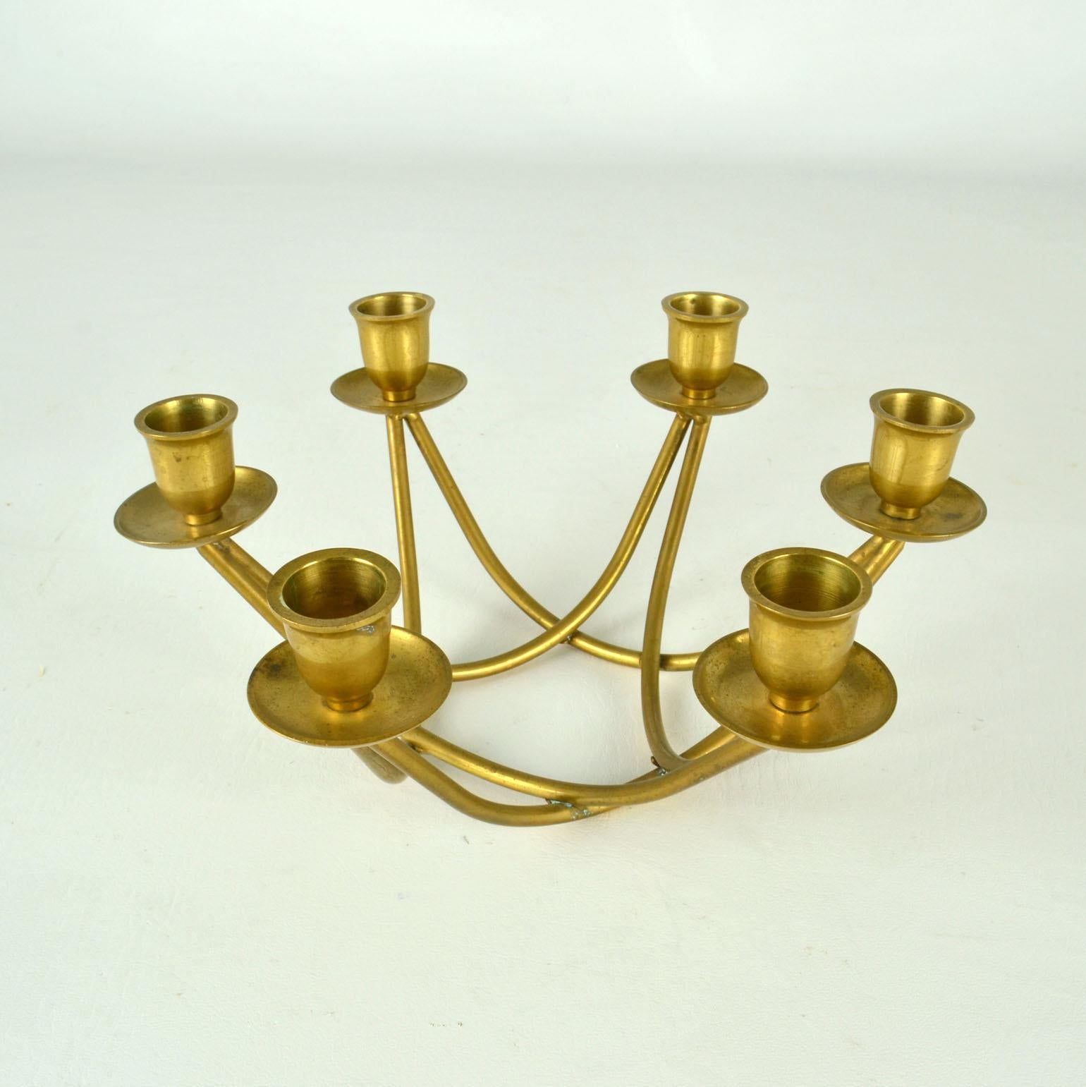 Group of Mid-Century Modern Brass Candelabras In Excellent Condition For Sale In London, GB