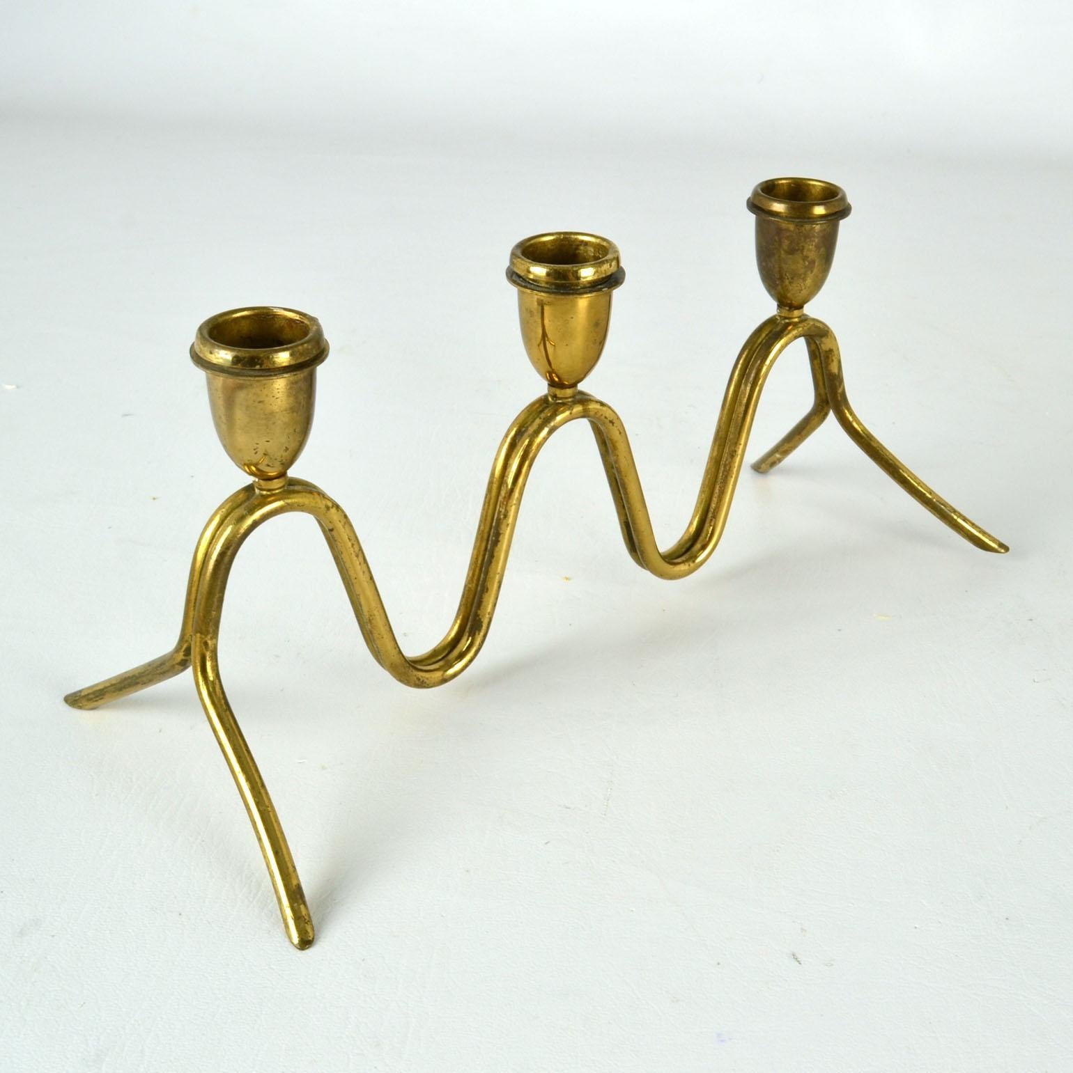 Mid-20th Century Group of Mid-Century Modern Brass Candelabras For Sale