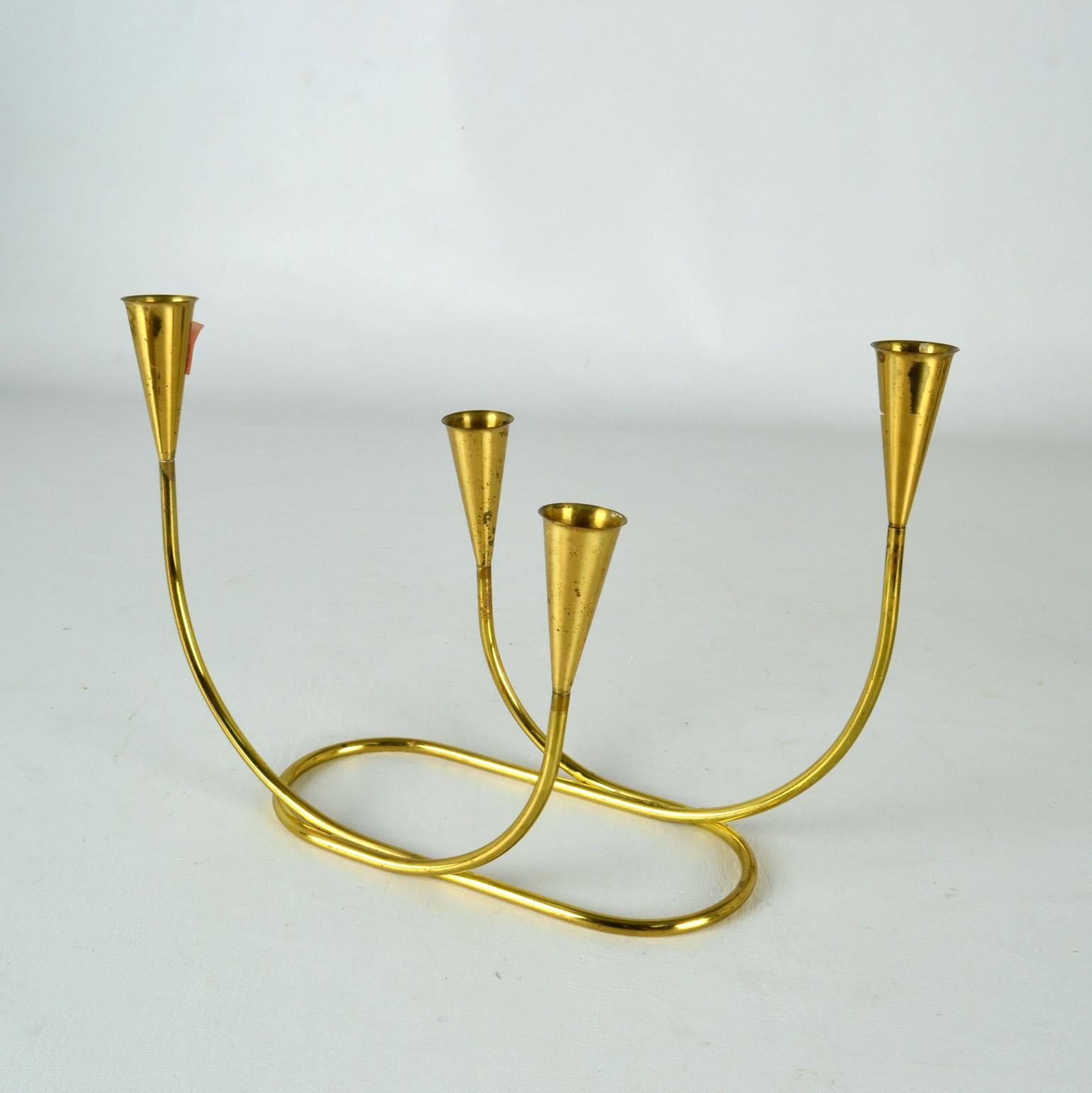 Group of Mid-Century Modern Brass Candelabras For Sale 1