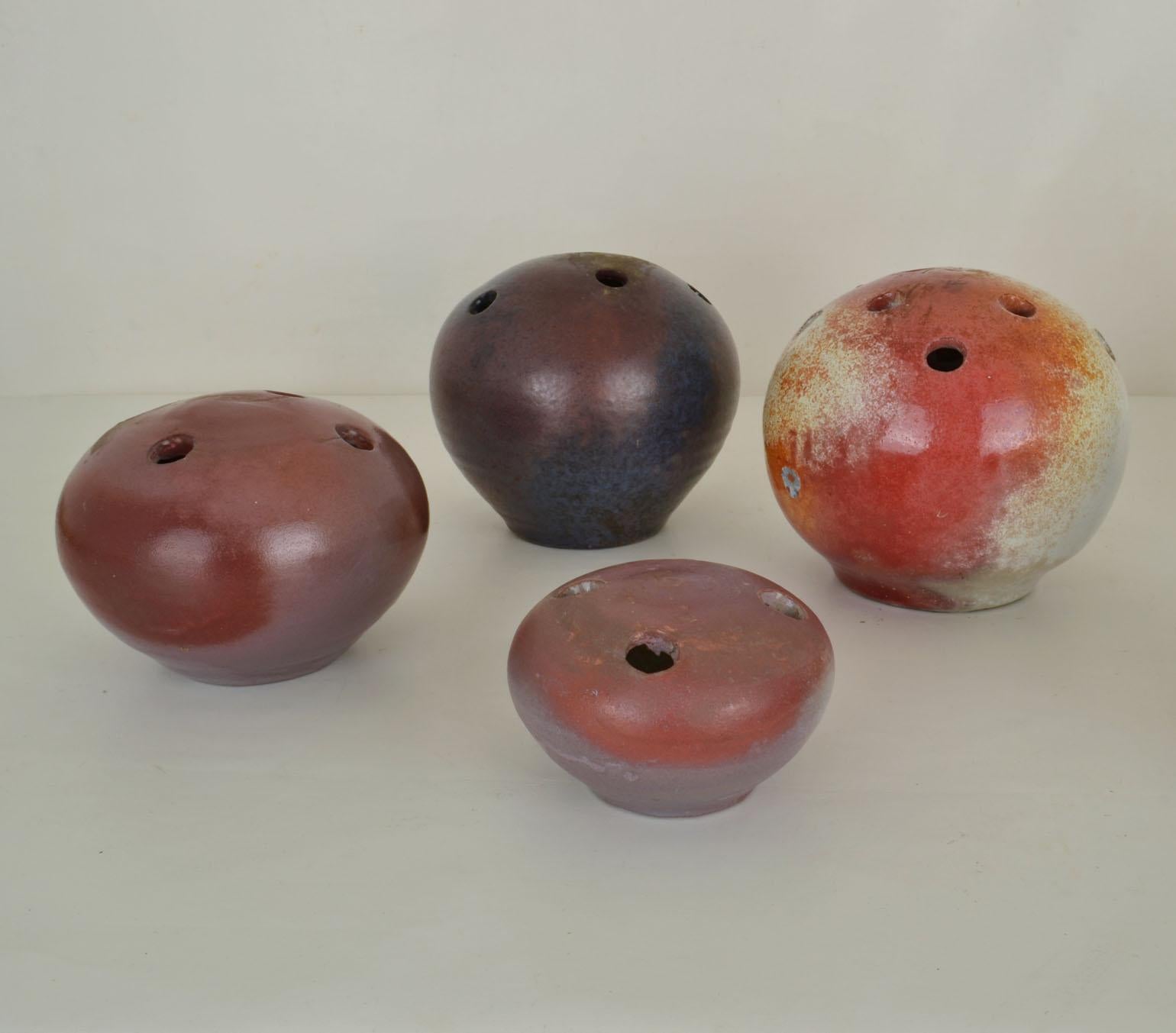 Dutch Group of Mid-Century Modern Organic Studio Ceramic Ball Vases For Sale
