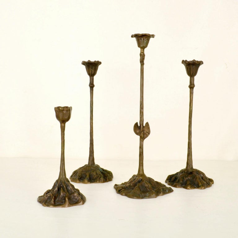 Group of Organic Bronze Candle Holders For Sale at 1stDibs