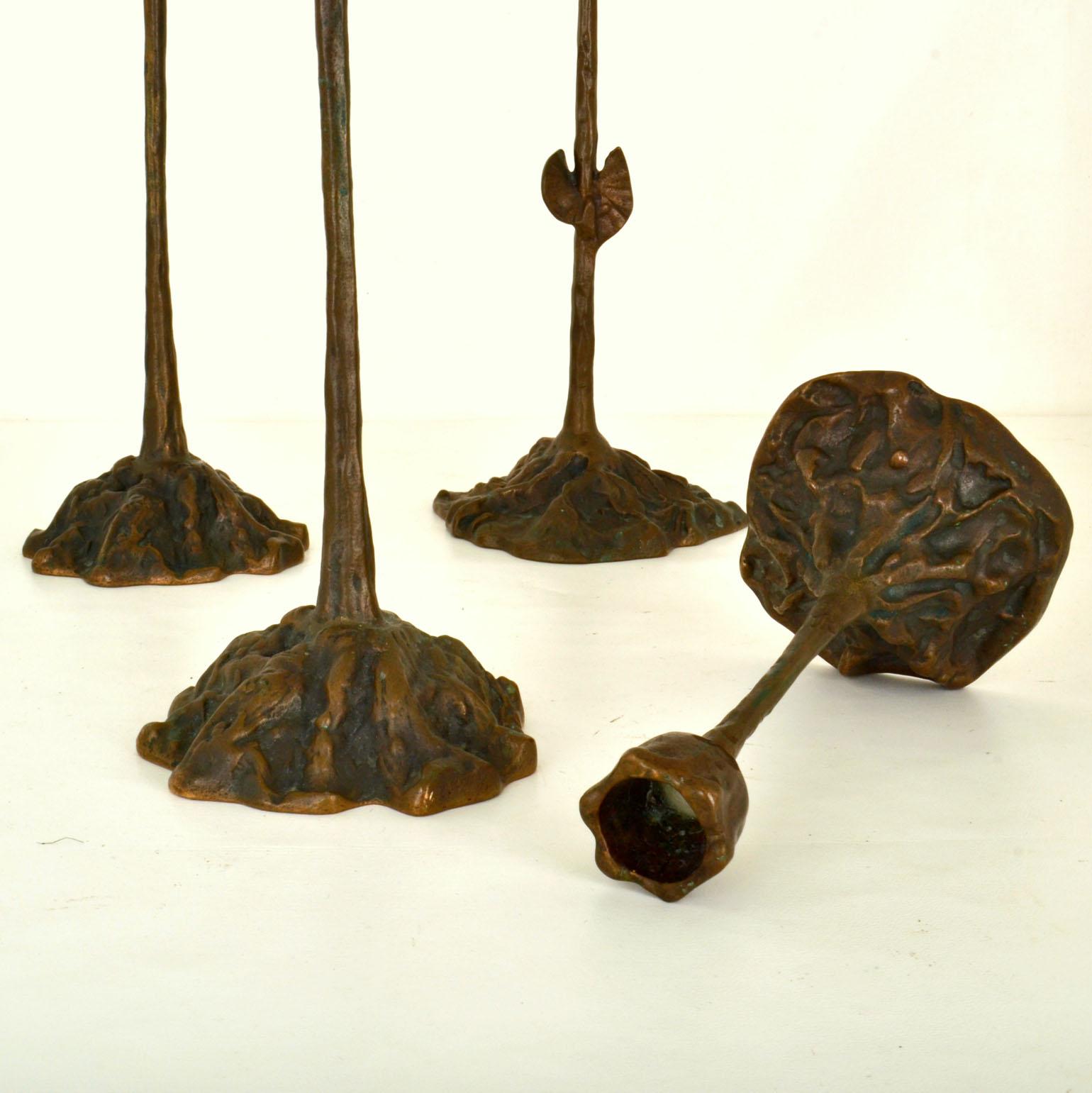 Group of Organic Bronze Candle Holders In Excellent Condition For Sale In London, GB
