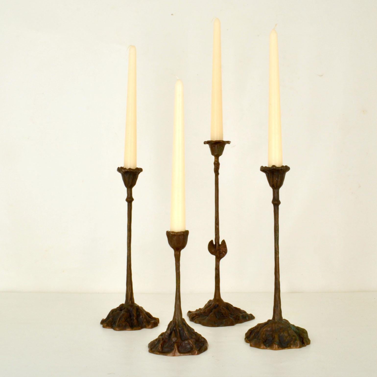 Group of Organic Bronze Candle Holders For Sale 2