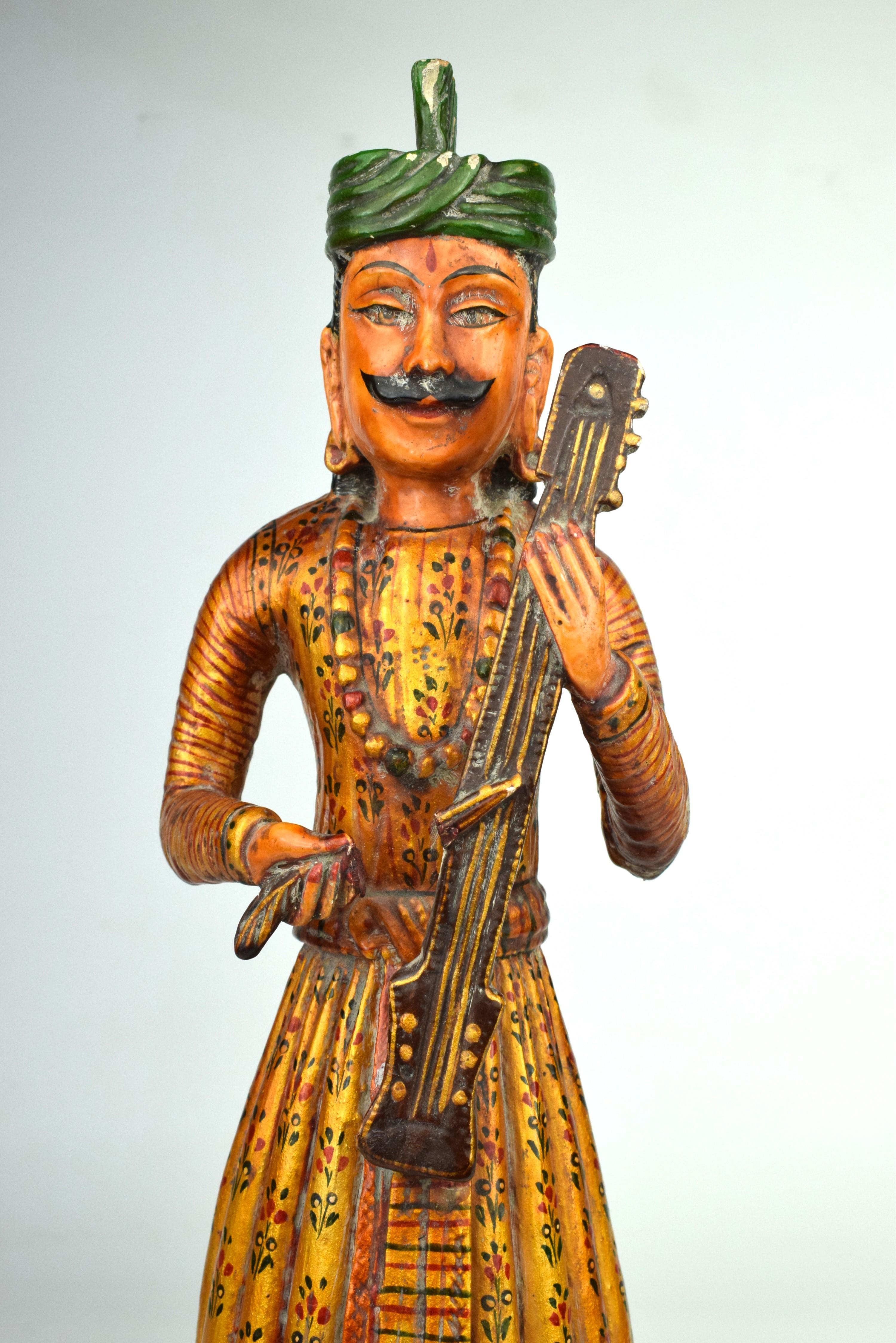 Hand-Carved Group of Rajasthani Musicians, 19th Century  For Sale