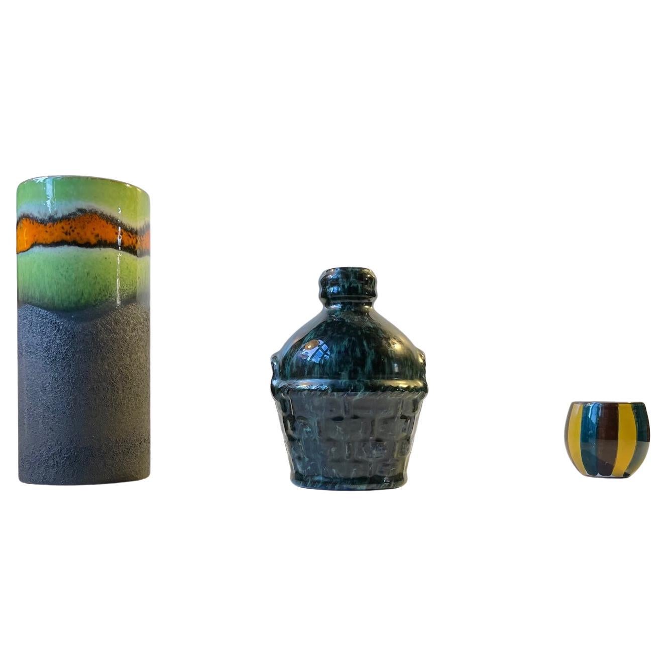 Group of Scandinavian Modern Glazed Ceramic Studio Vases, 1970s