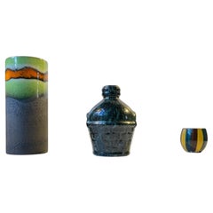 Vintage Group of Scandinavian Modern Glazed Ceramic Studio Vases, 1970s