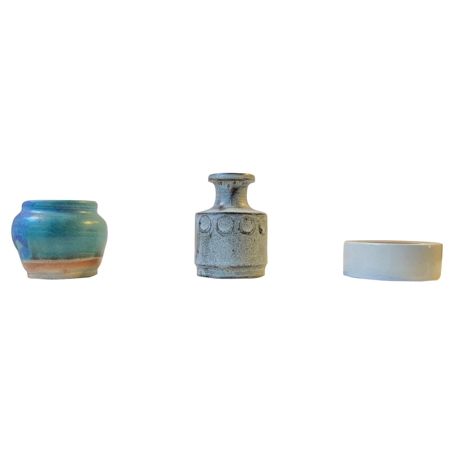 Group of Scandinavian Modern Studio Vases in Glazed Ceramic, 1970s