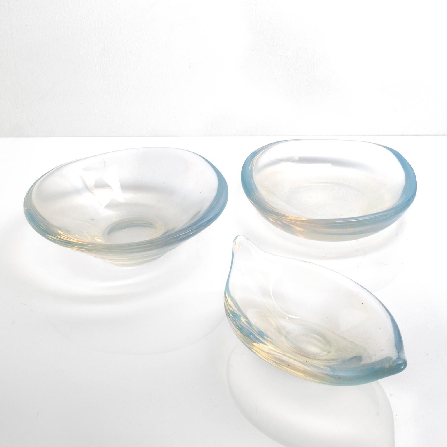 Group of three soft form opalescent glass 