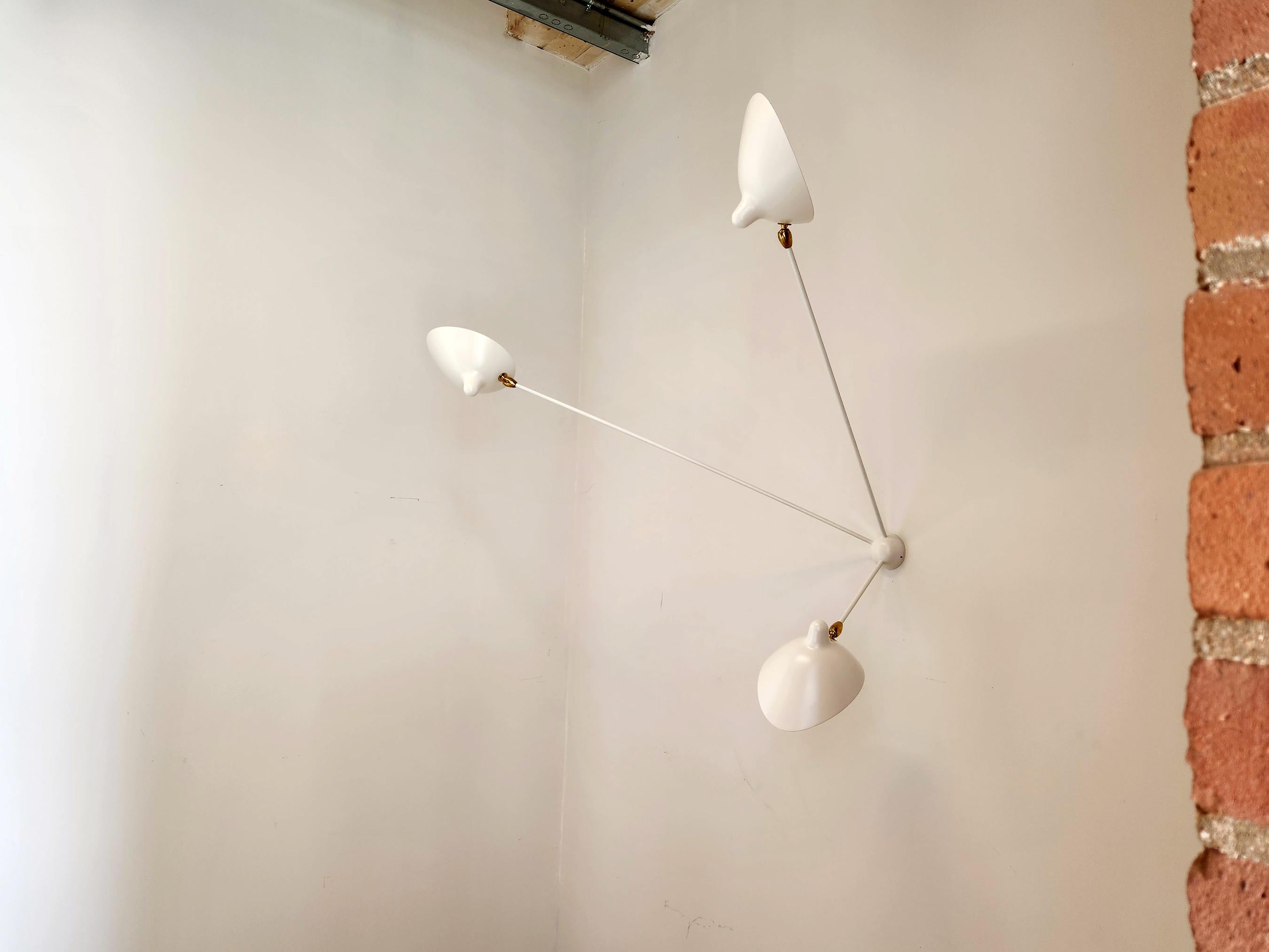 Serge Mouille - 2  5-Arm and 4  3-Arm Spider Sconces in White - IN STOCK! For Sale 2