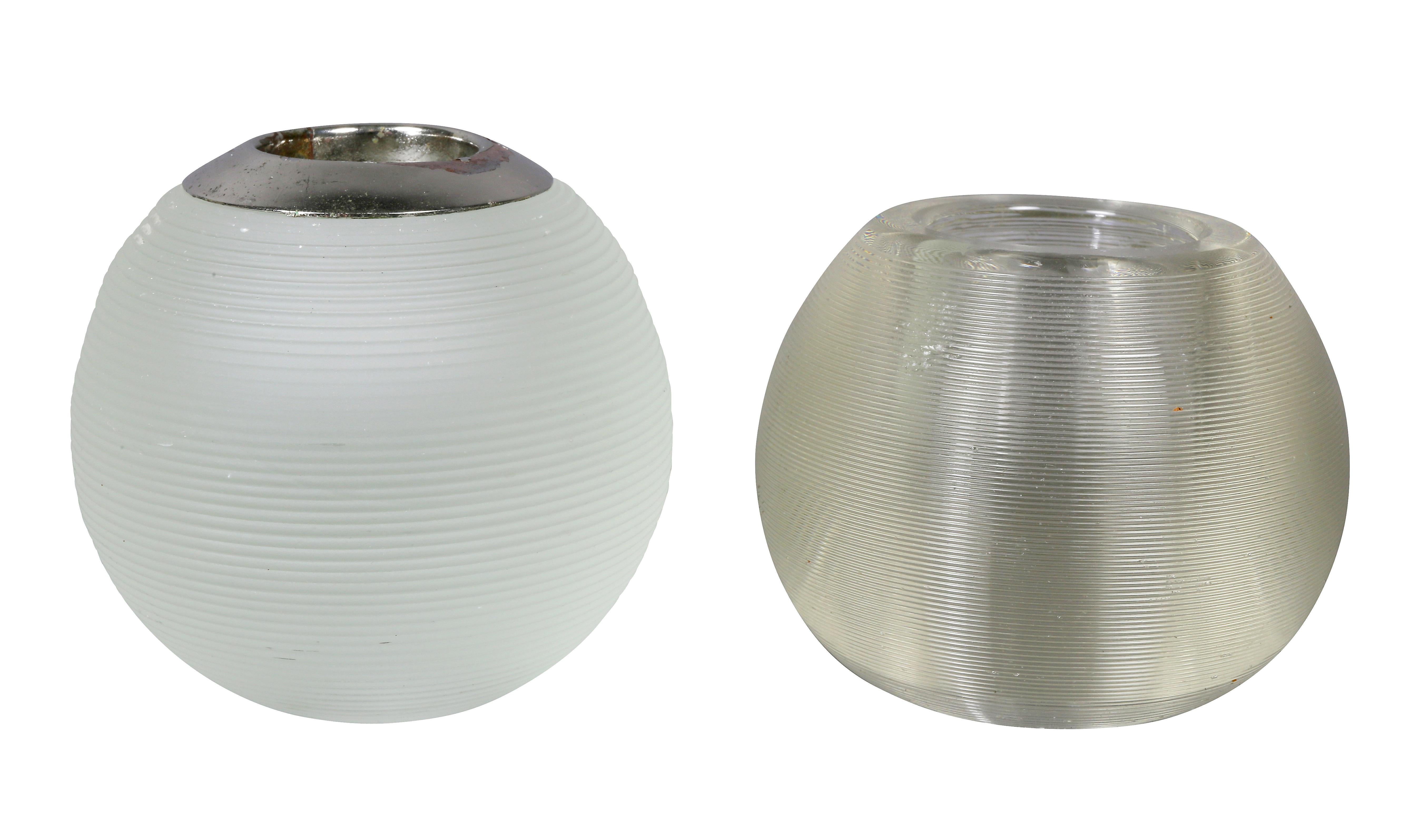 Each ribbed ball form, three with silver or silver plate mounts.