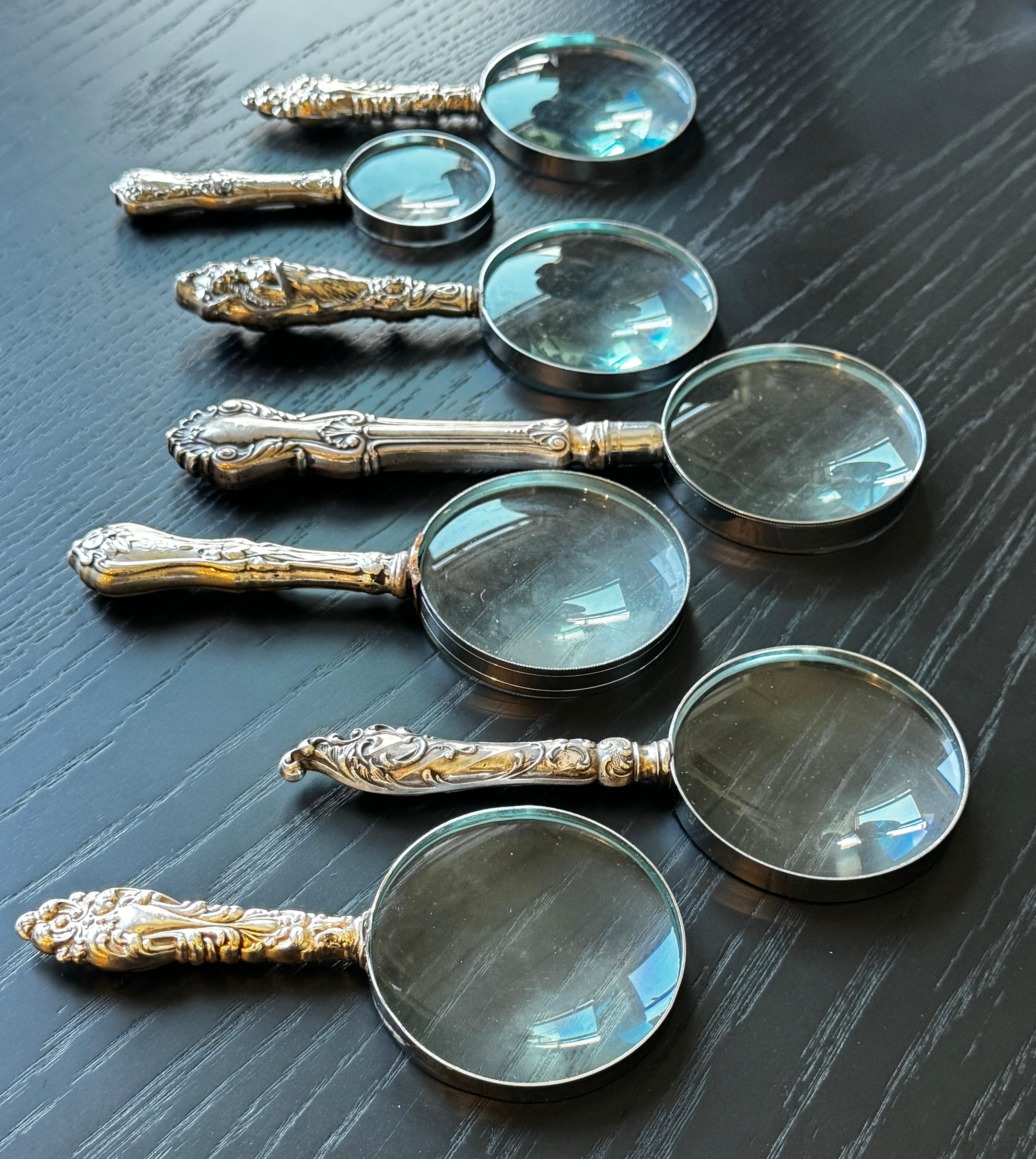 Group of Seven Sterling Handled Magnifiers  Early 20th century  In Good Condition For Sale In San Francisco, CA
