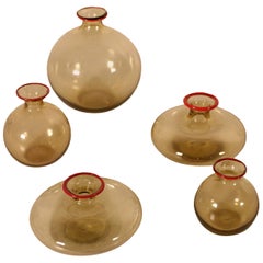 Group of Single Flower Vases Glass Murano, Italy 1980s-1990s, Venini