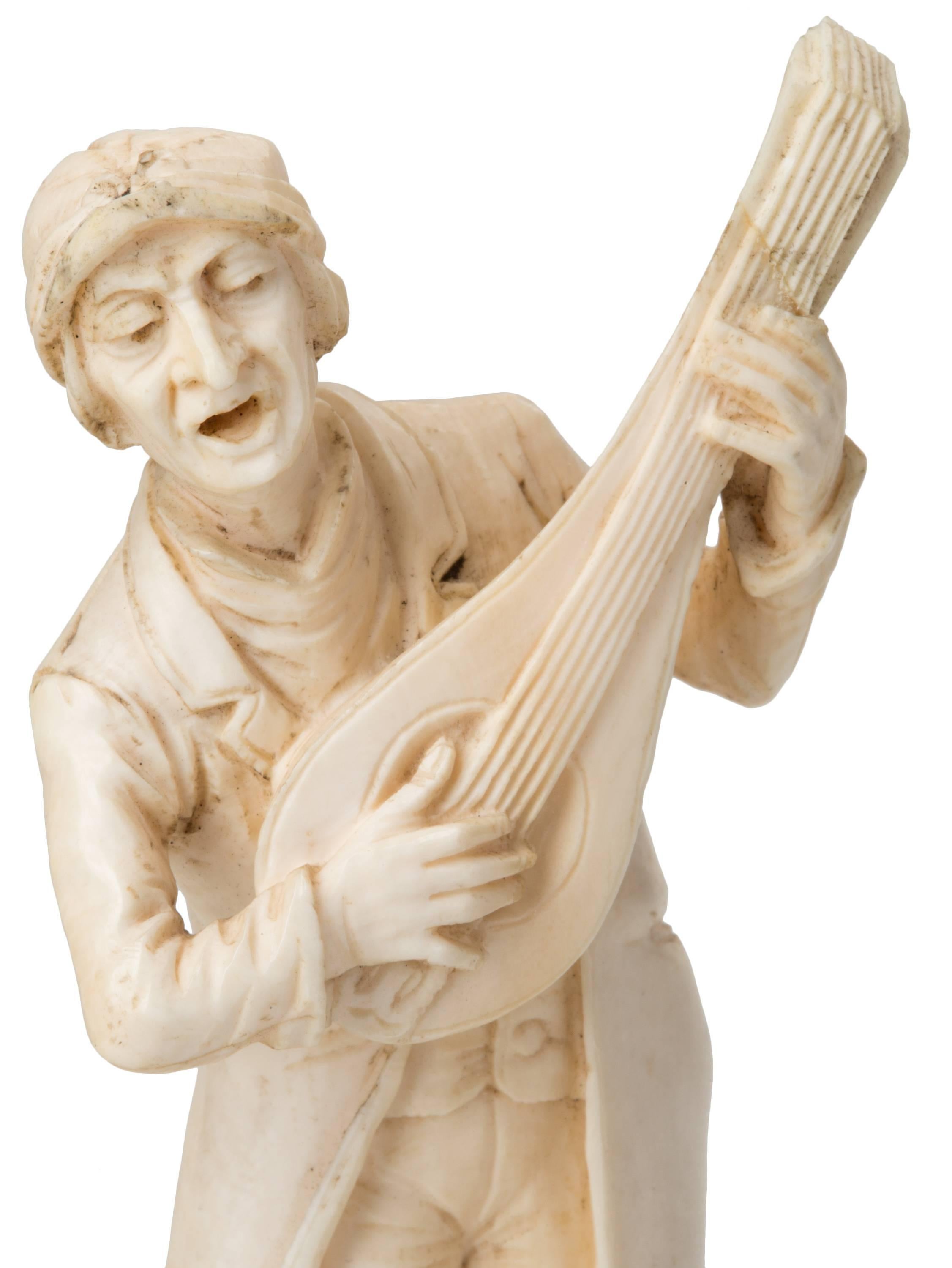 Group of Six 19th Century German Hand-Carved Ivory Musicians 7