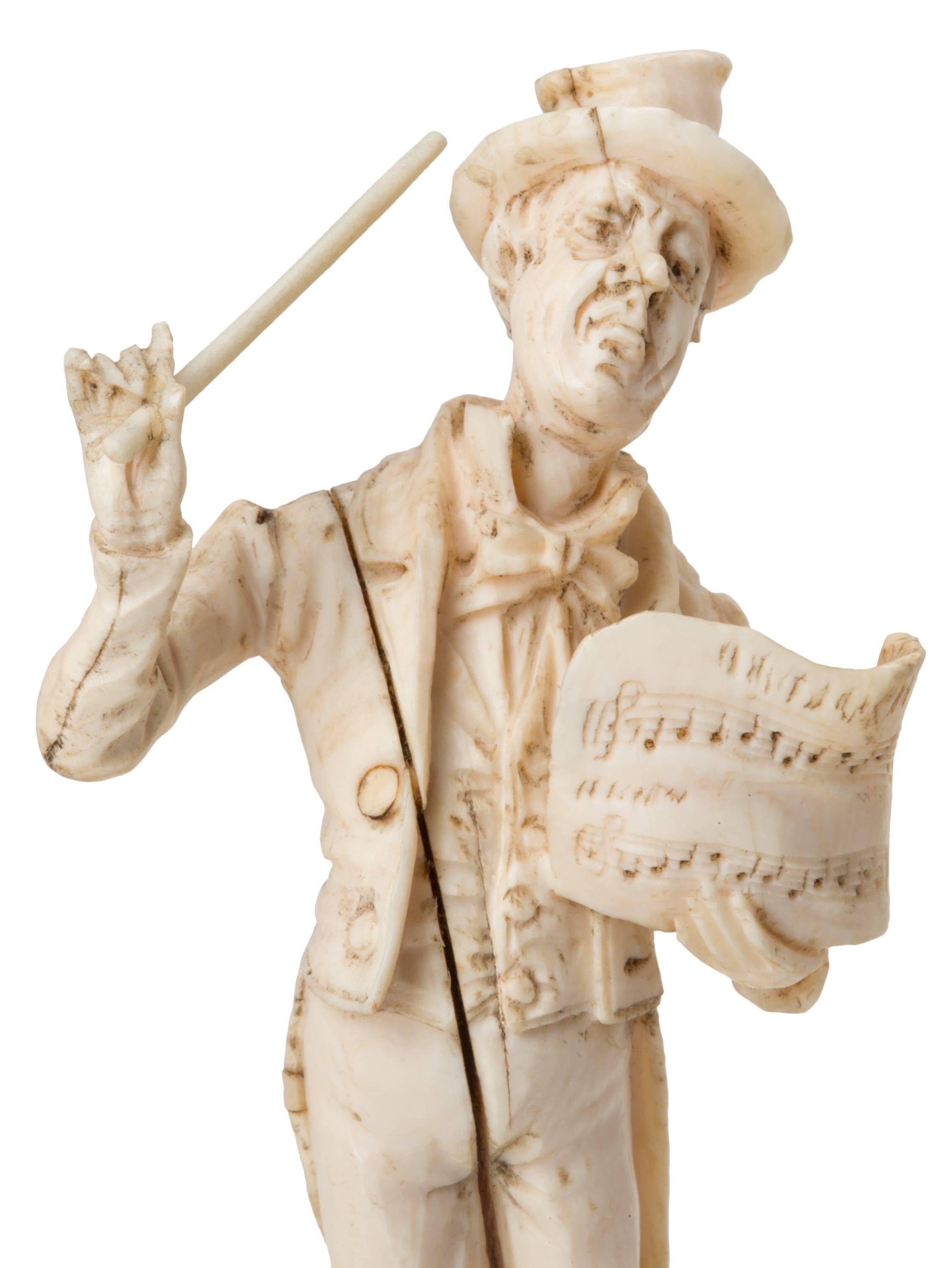Group of Six 19th Century German Hand-Carved Ivory Musicians 6
