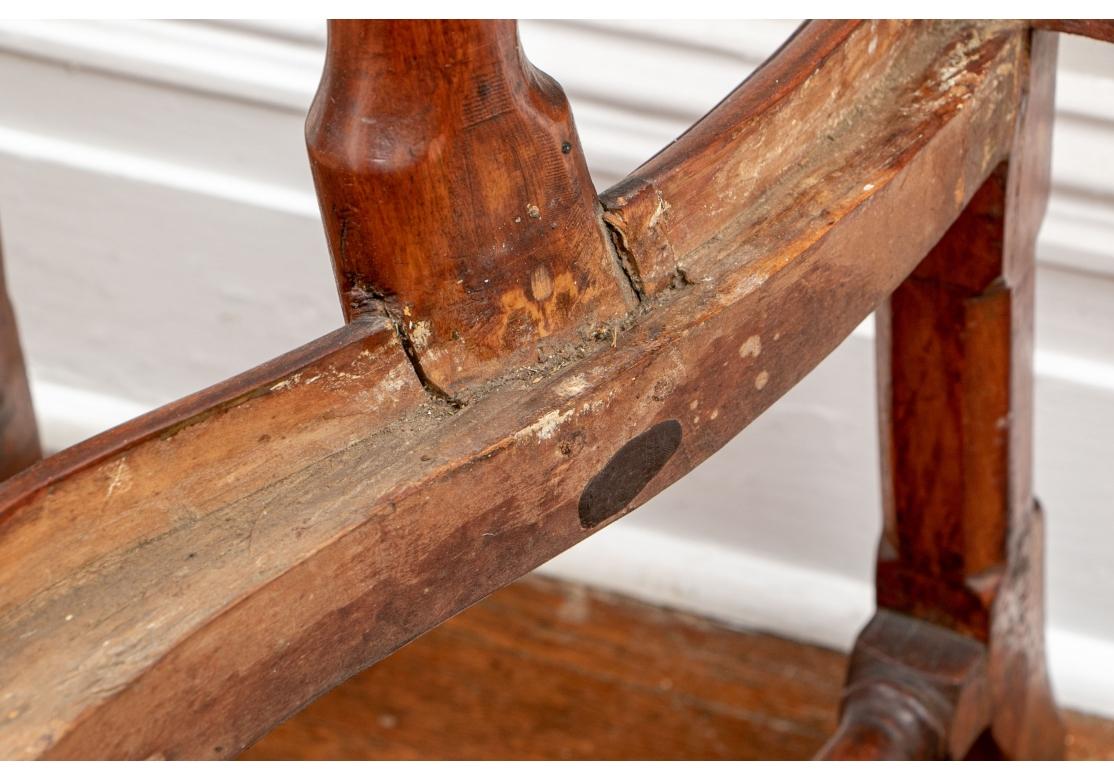 Group Of Six Antique Queen Anne Style Burl Dining Chairs For Restoration For Sale 7