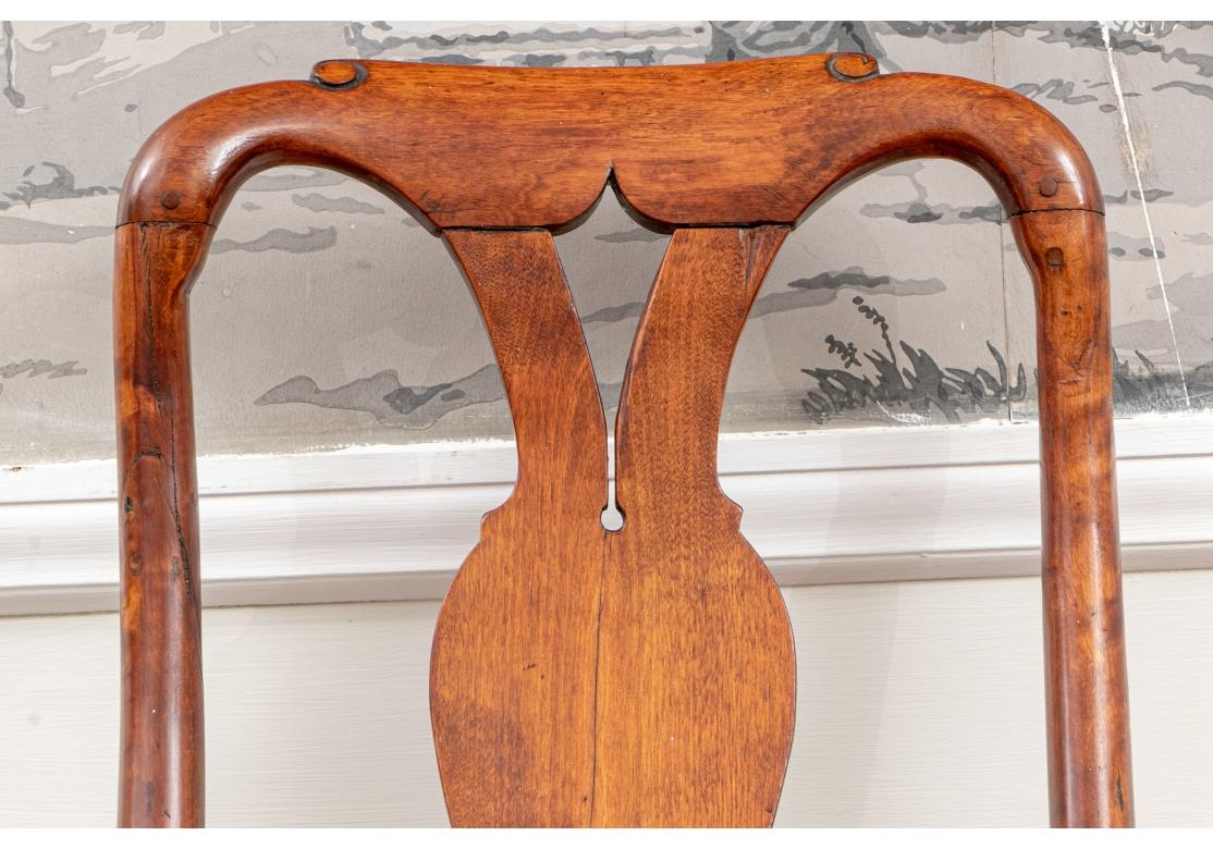 Group Of Six Antique Queen Anne Style Burl Dining Chairs For Restoration For Sale 12