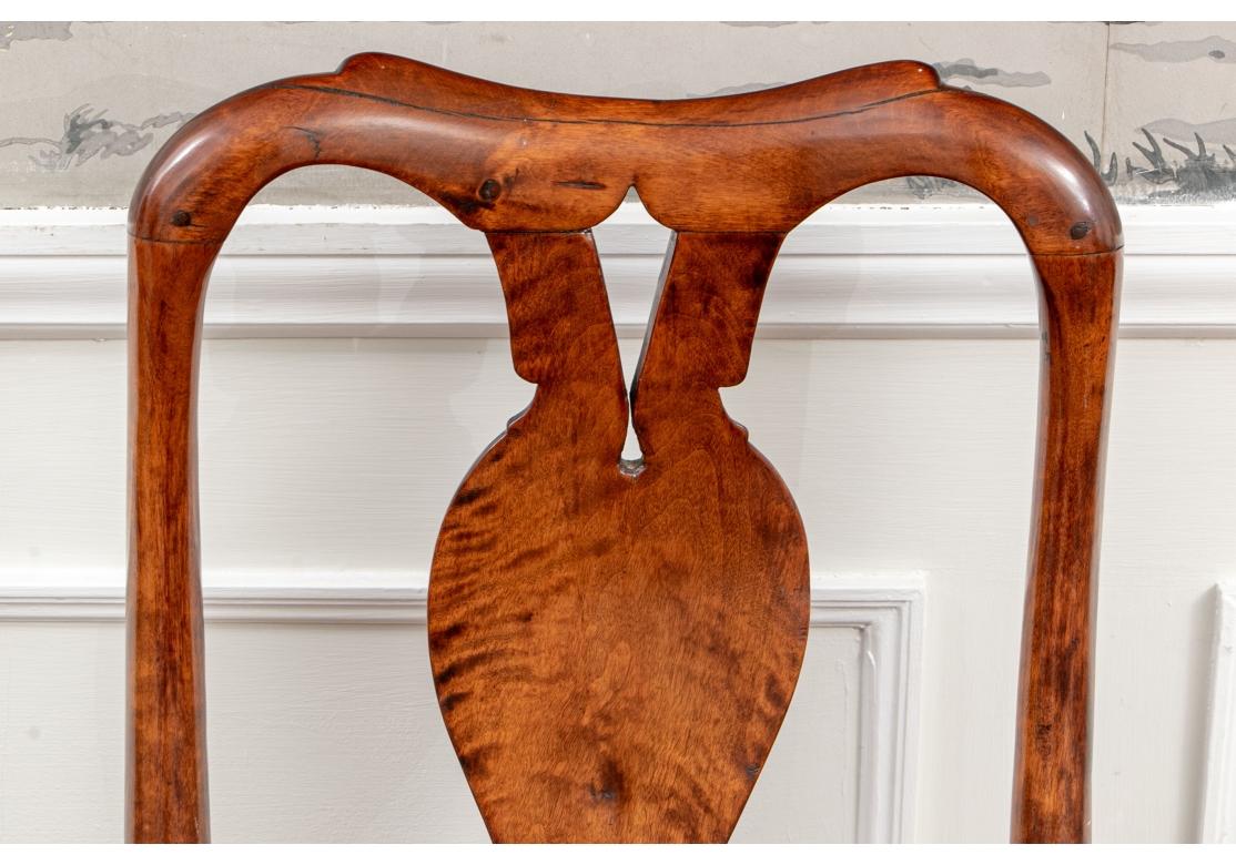 18th Century and Earlier Group Of Six Antique Queen Anne Style Burl Dining Chairs For Restoration For Sale