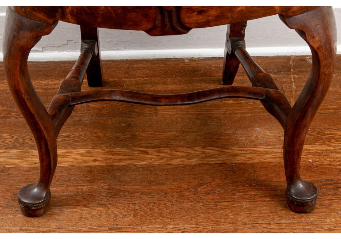 Group Of Six Antique Queen Anne Style Burl Dining Chairs For Restoration For Sale 1