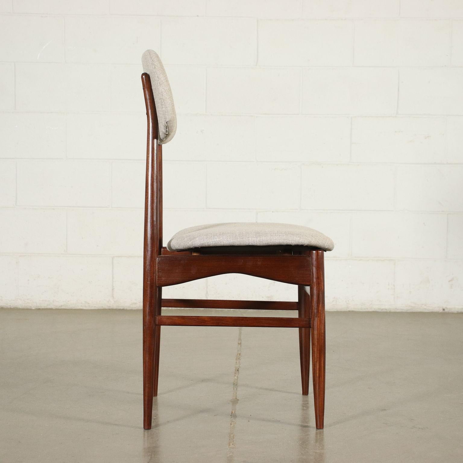 Mid-Century Modern Group of Six Chairs Beech Foam Fabric Italy 1960s