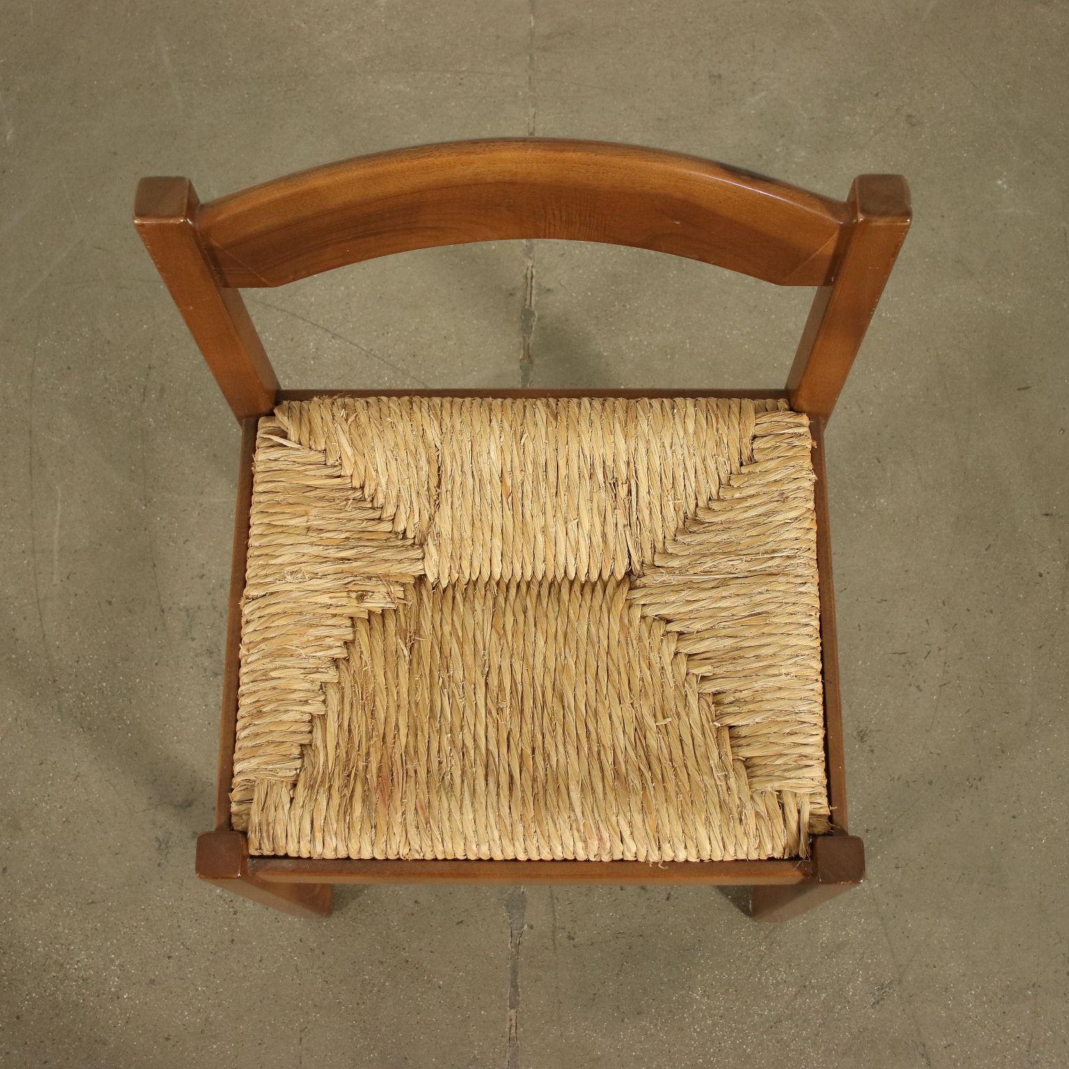 20th Century Group of Six Chairs Giovanni Michelucci Beech Raffia 1960s-1970s