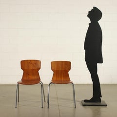 Group of Six Chairs Plywood Chromed Metal Holland 1960s 1970s, by Obo Eromes