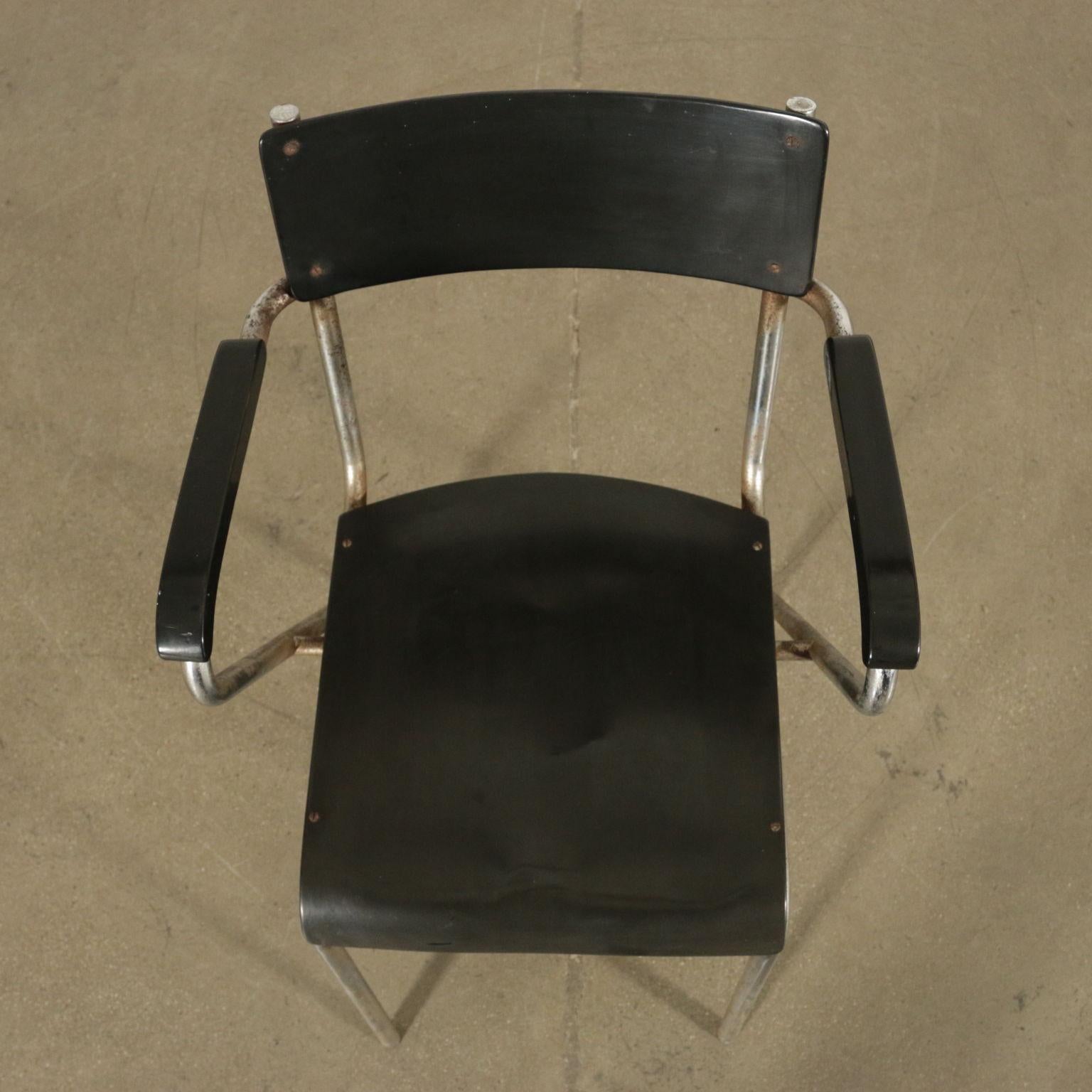 Group of Six Chairs Plywood Metal Plastic Wood, Italy, 1930s-1940s In Good Condition In Milano, IT