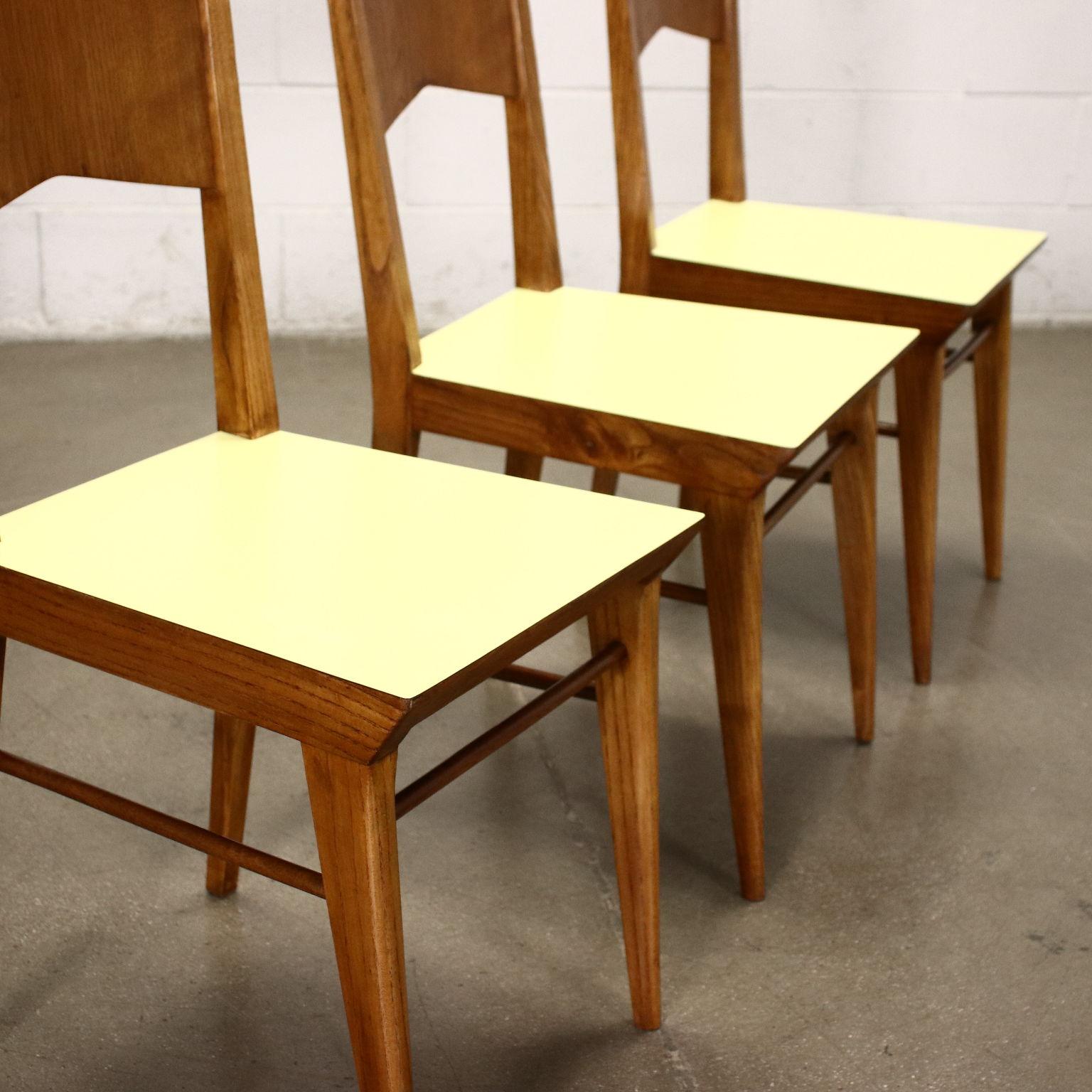 Mid-Century Modern Group of Six Chairs Sessile Oak Formica, Italy, 1940s-1950s