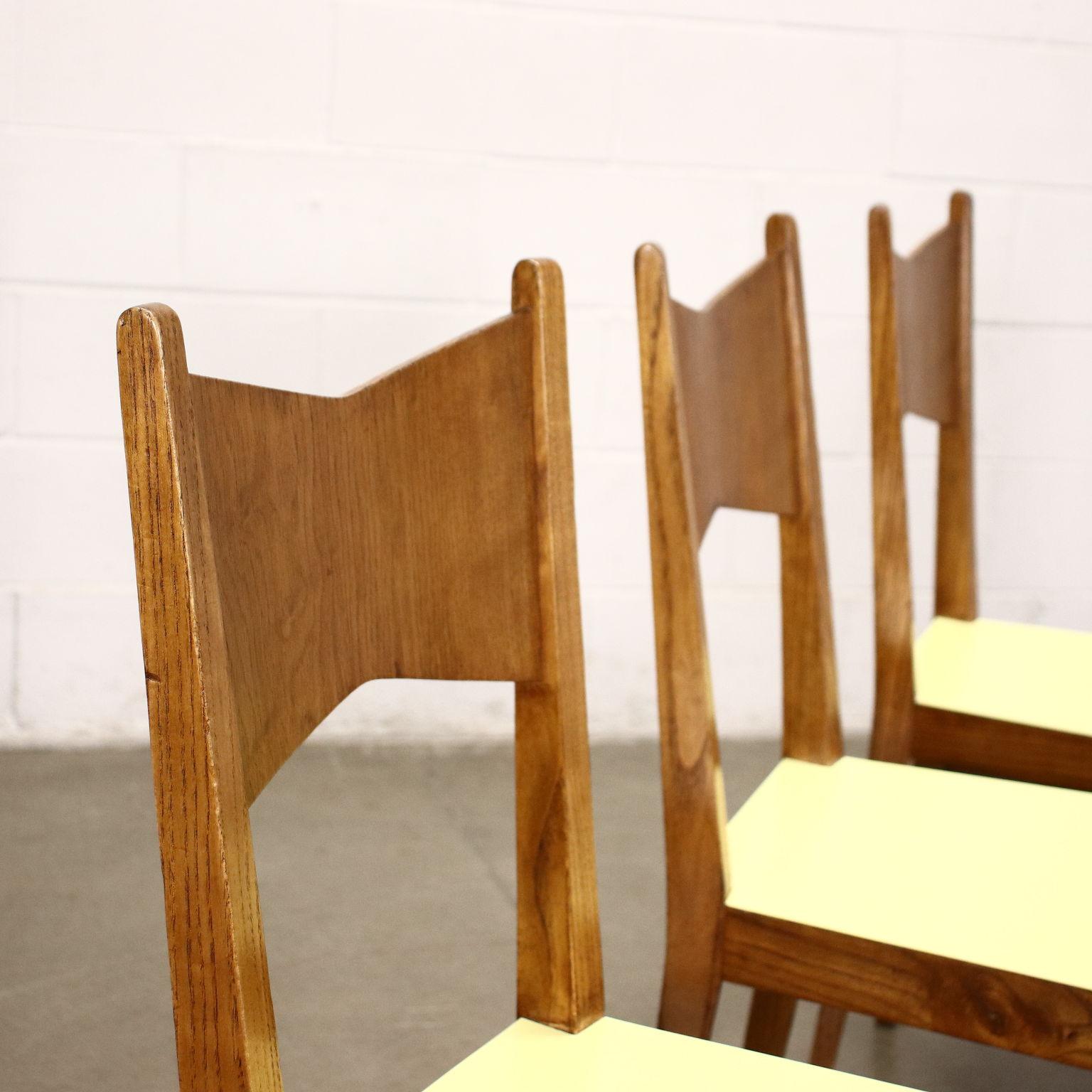 20th Century Group of Six Chairs Sessile Oak Formica, Italy, 1940s-1950s